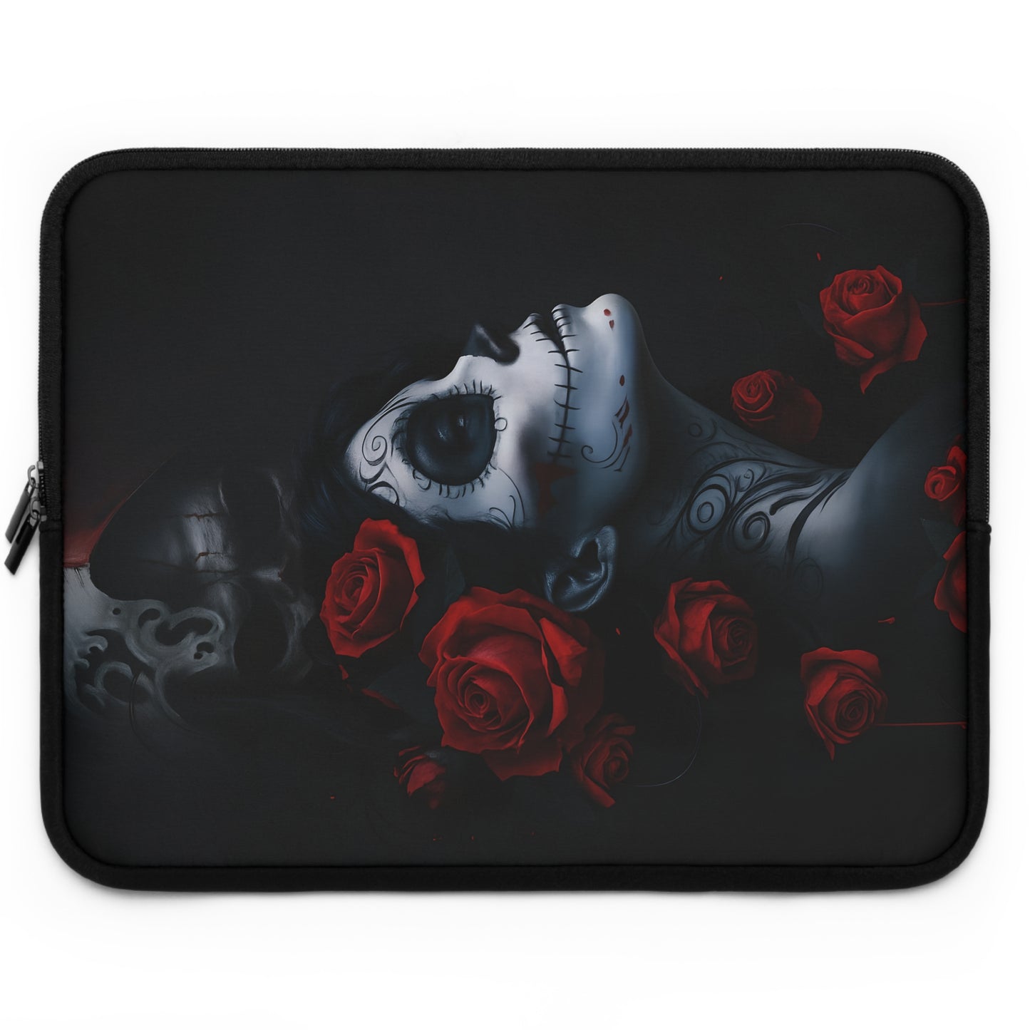 Gothic Rose Laptop Sleeve | Unique Day of the Dead Design | Perfect for Tech Lovers, Gift for Students, Artistic Accessory, Protective Case