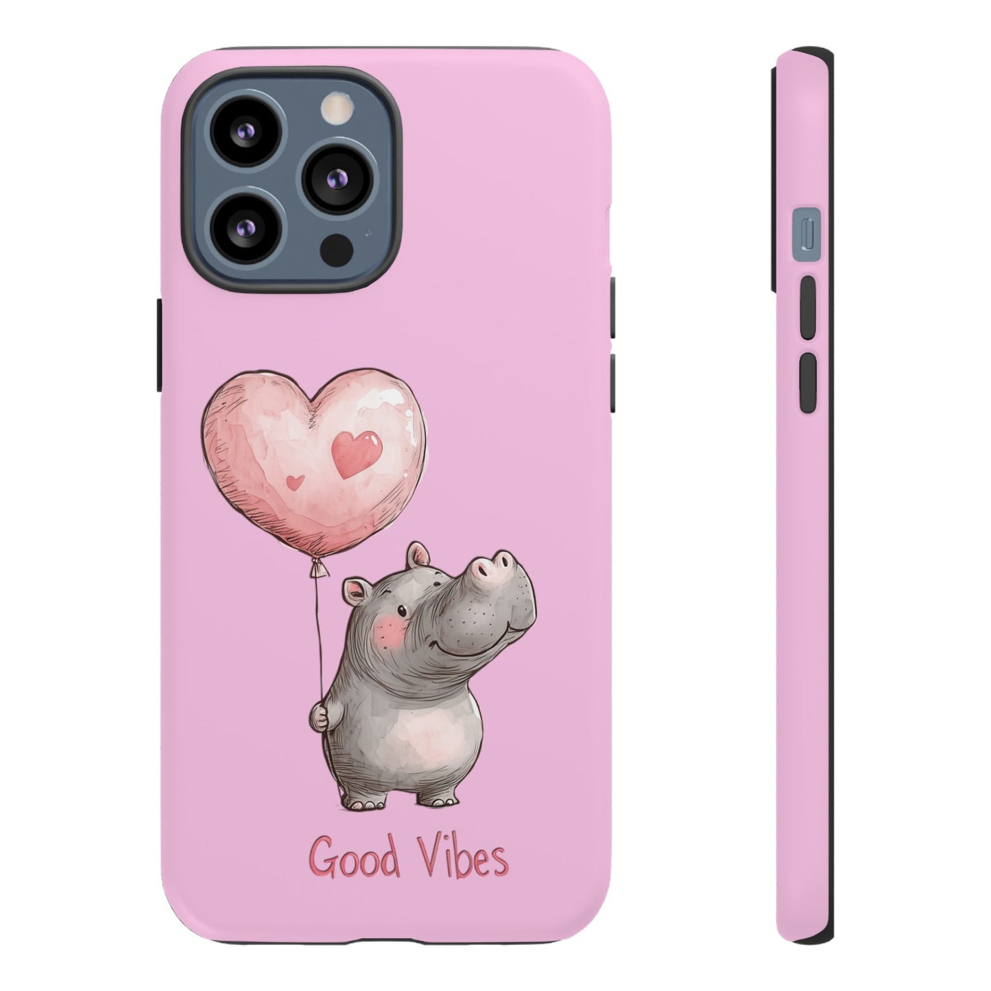 Cute Hippo Phone Case | Good Vibes, Gift for Friends, Cute Phone Accessories, Animal Lover Gift, Happy Phone Cover