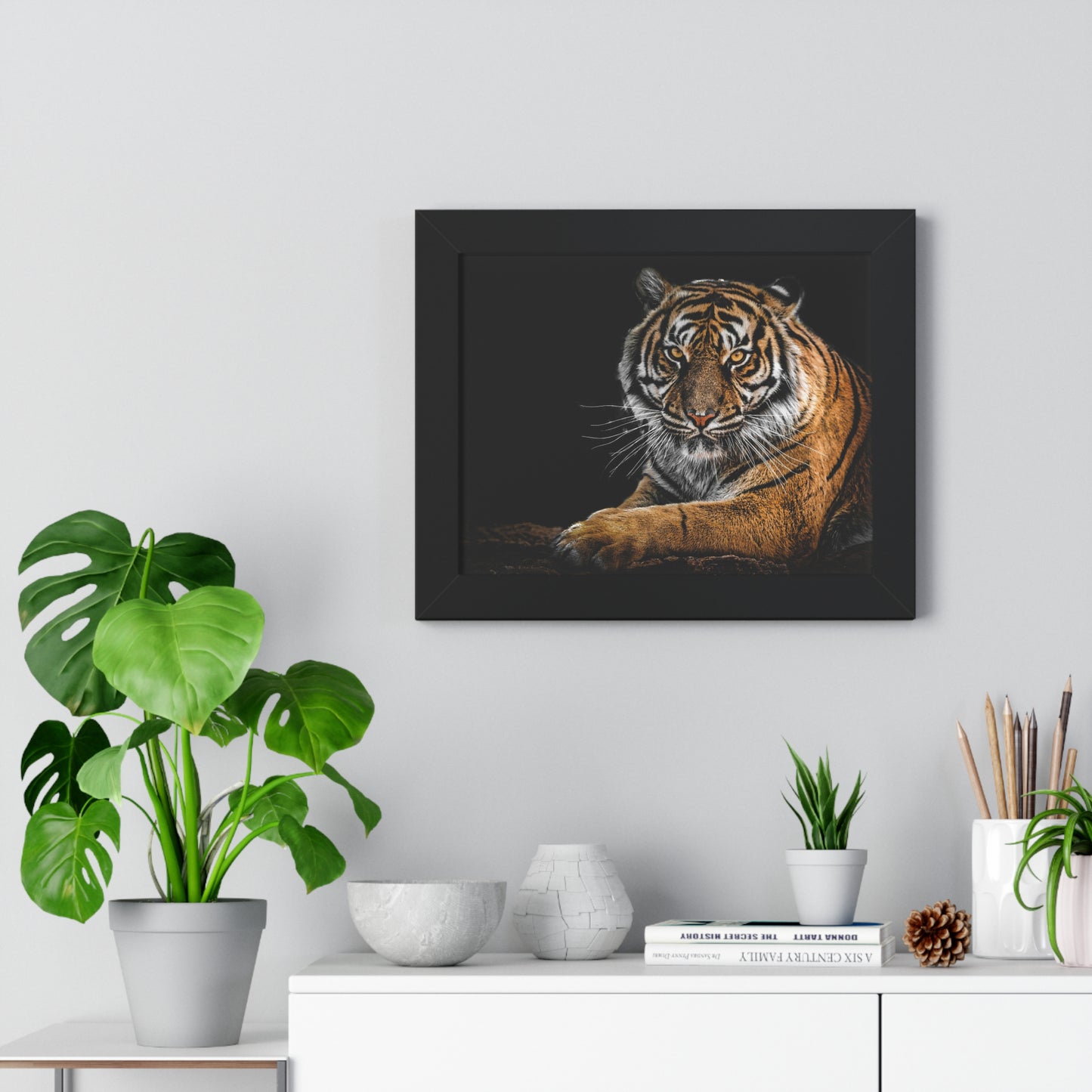 Majestic Tiger Wall Art Print, Framed Horizontal Poster, Animal Decor, Home Office Decoration, Wildlife Art, Gift Idea