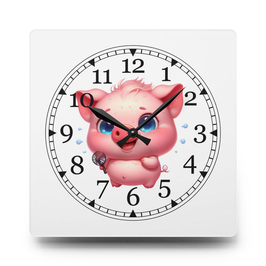 Cute Cartoon Acrylic Wall Clock, Adorable Decor for Kids Room, Fun Wall Art, Gift for Birthdays and Holidays, Nursery Wall Clock
