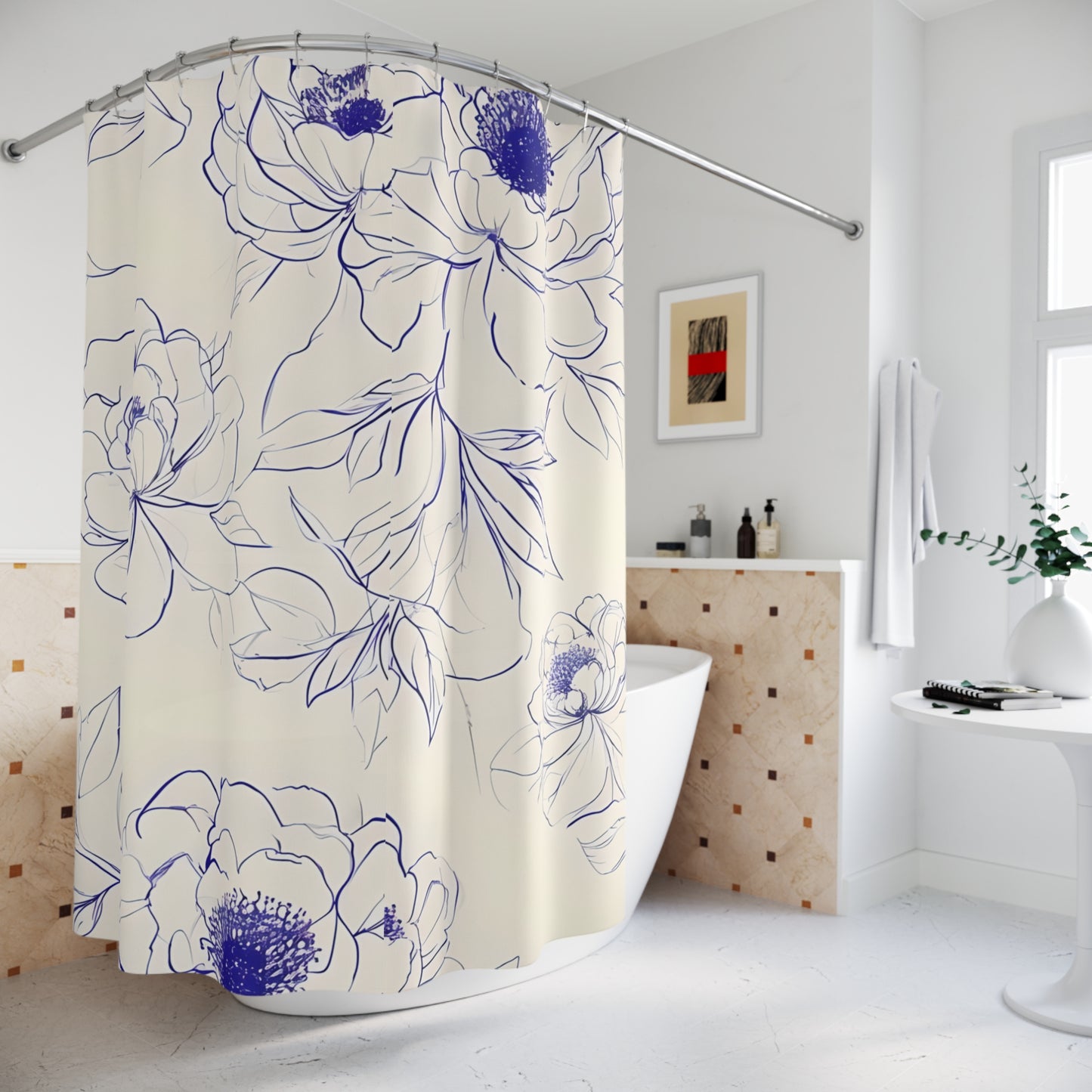 Elegant Floral Shower Curtain, Blooming Peony Bathroom Decor, Modern Home Accessory, Gift for Her, Floral Home Design,