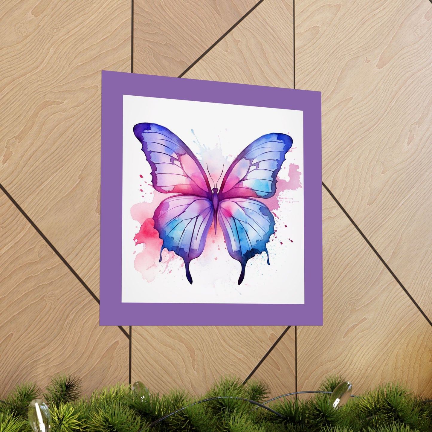Butterfly Watercolor Matte Poster — Purple Vertical Art Print