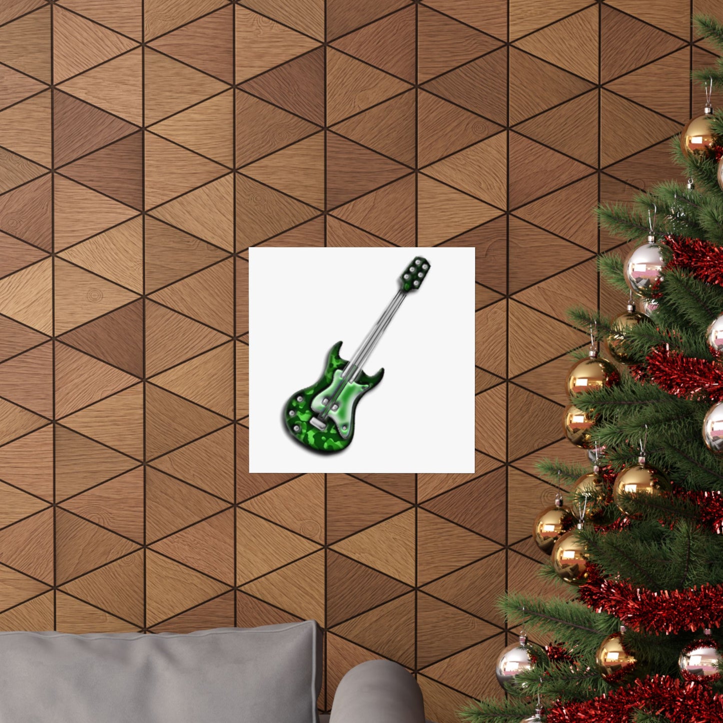 Guitar Art Poster - Rock Music Decor, Green Guitar Wall Art, Musician Gift, Home Office Decor, Music Lover Gift