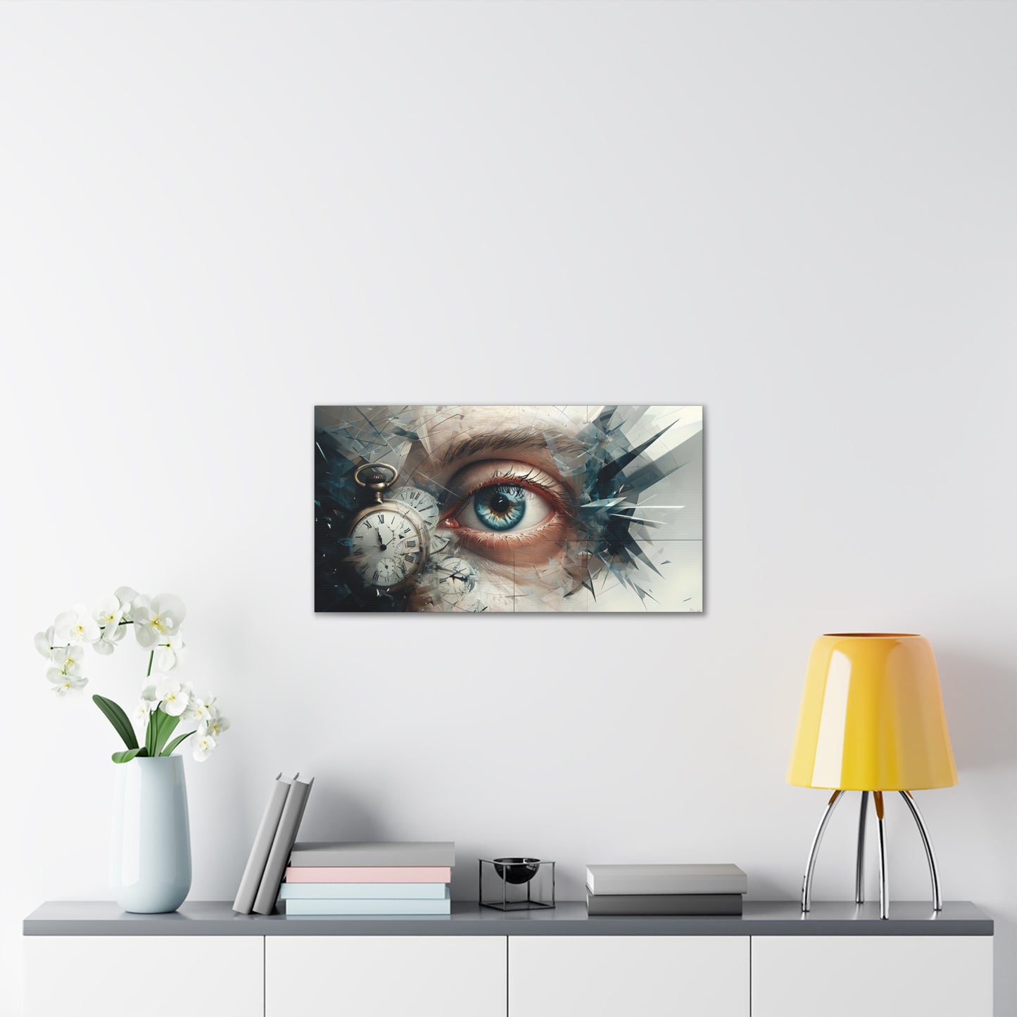 Surreal Canvas Wall Art, Eye with Vintage Clock