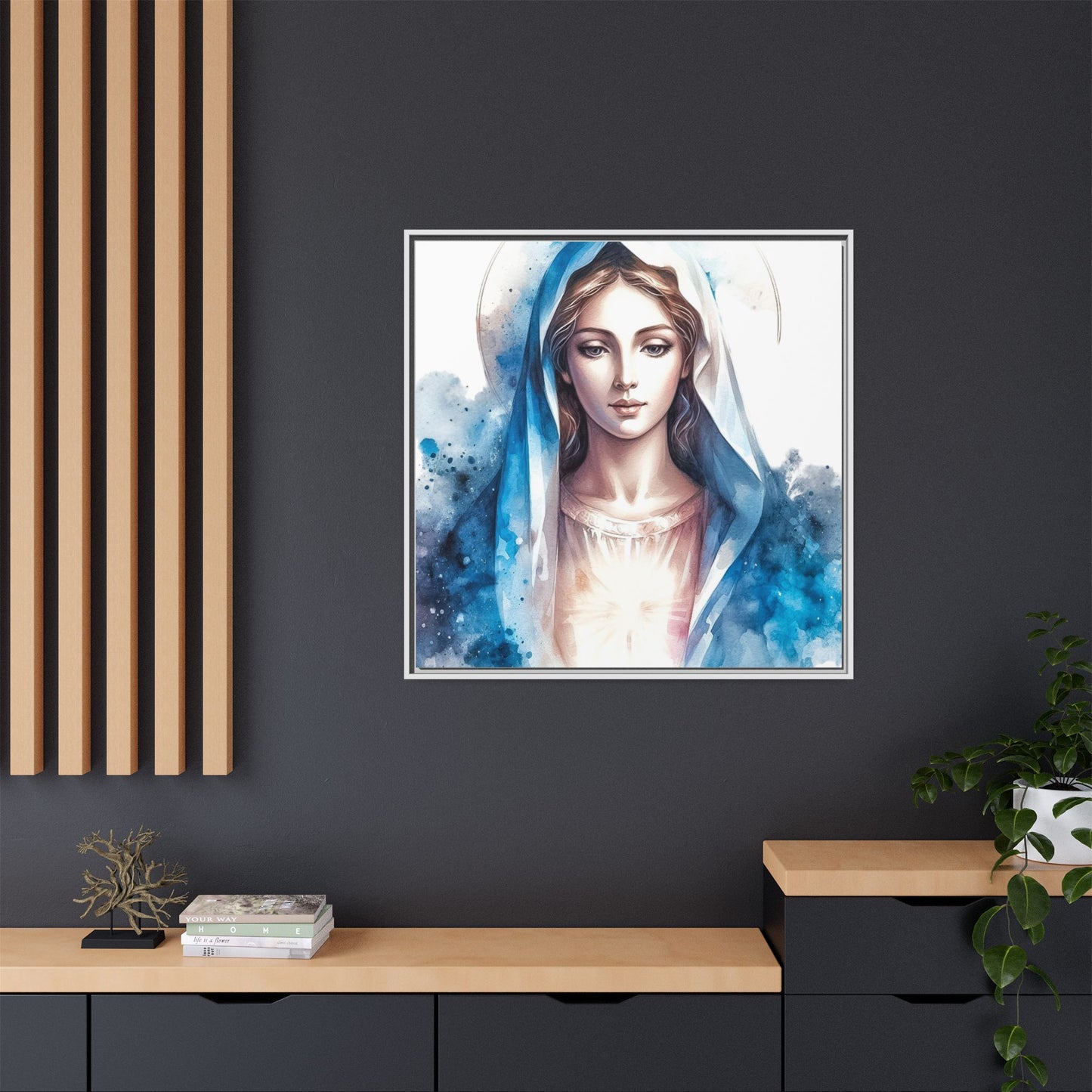 Framed Canvas Art Print, Spiritual Decor, Religious Artwork, Wall Decor, Gift for Faith, Elegant Home Decoration