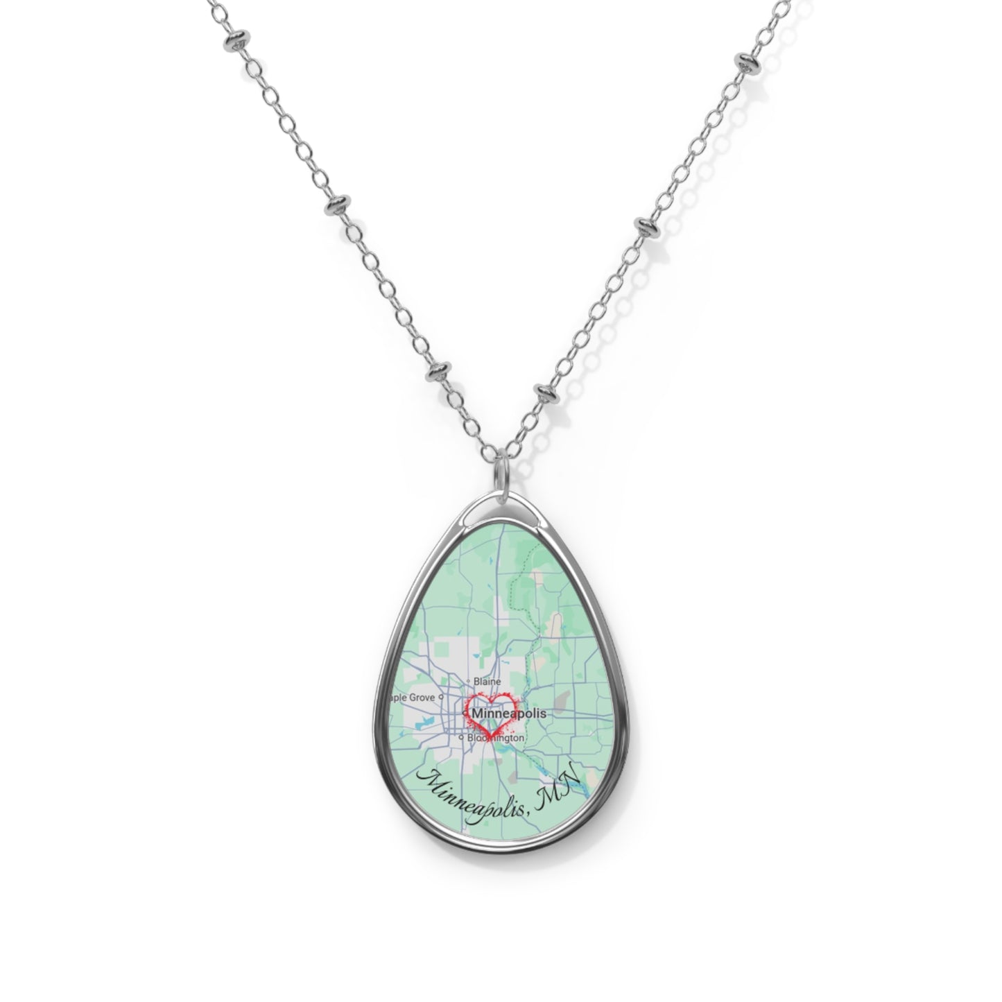 Personalized Map Pendant Necklace, Custom Location Jewelry, Gift for Her, Anniversary, Birthday, Travel Keepsake, Heart Charm