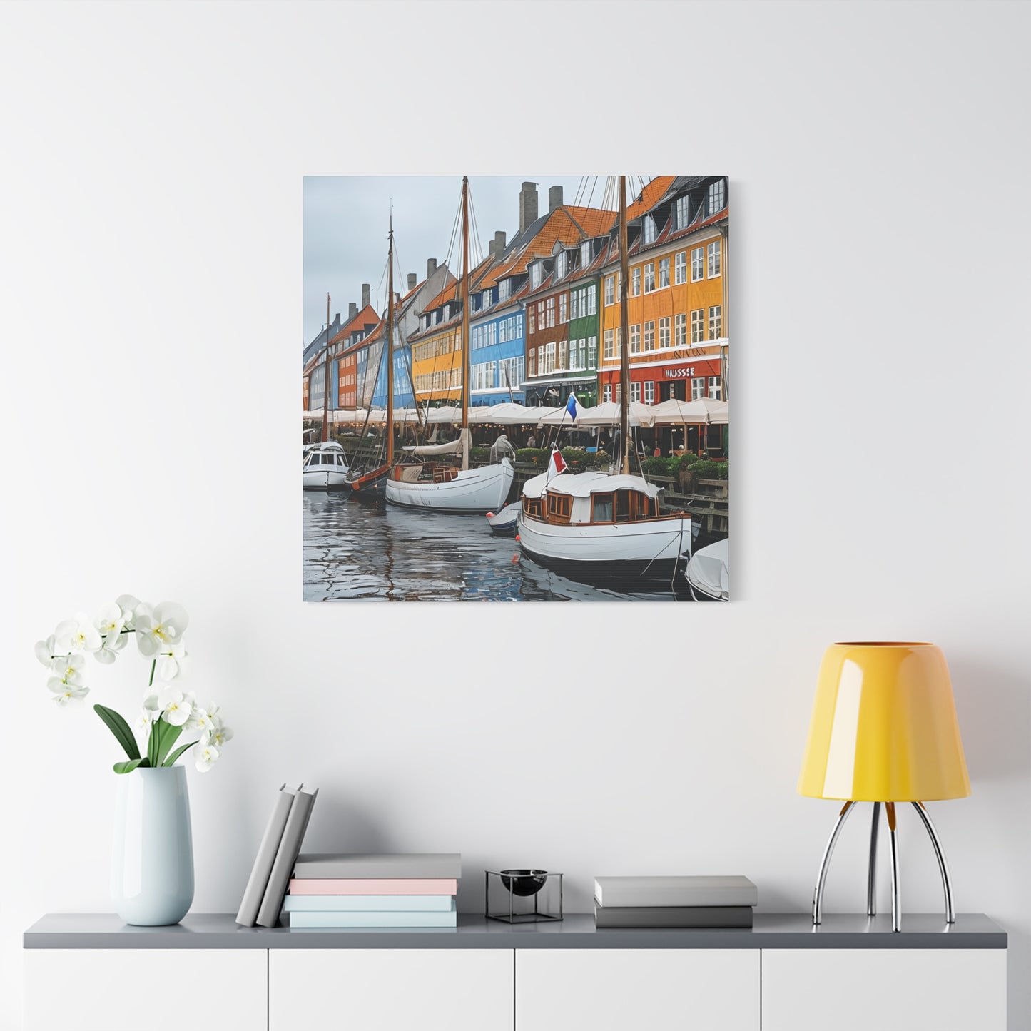Coastal Canvas Print, Vibrant Harbor Art, Nautical Home Decor, Gift for Sailors, Maritime Wall Art