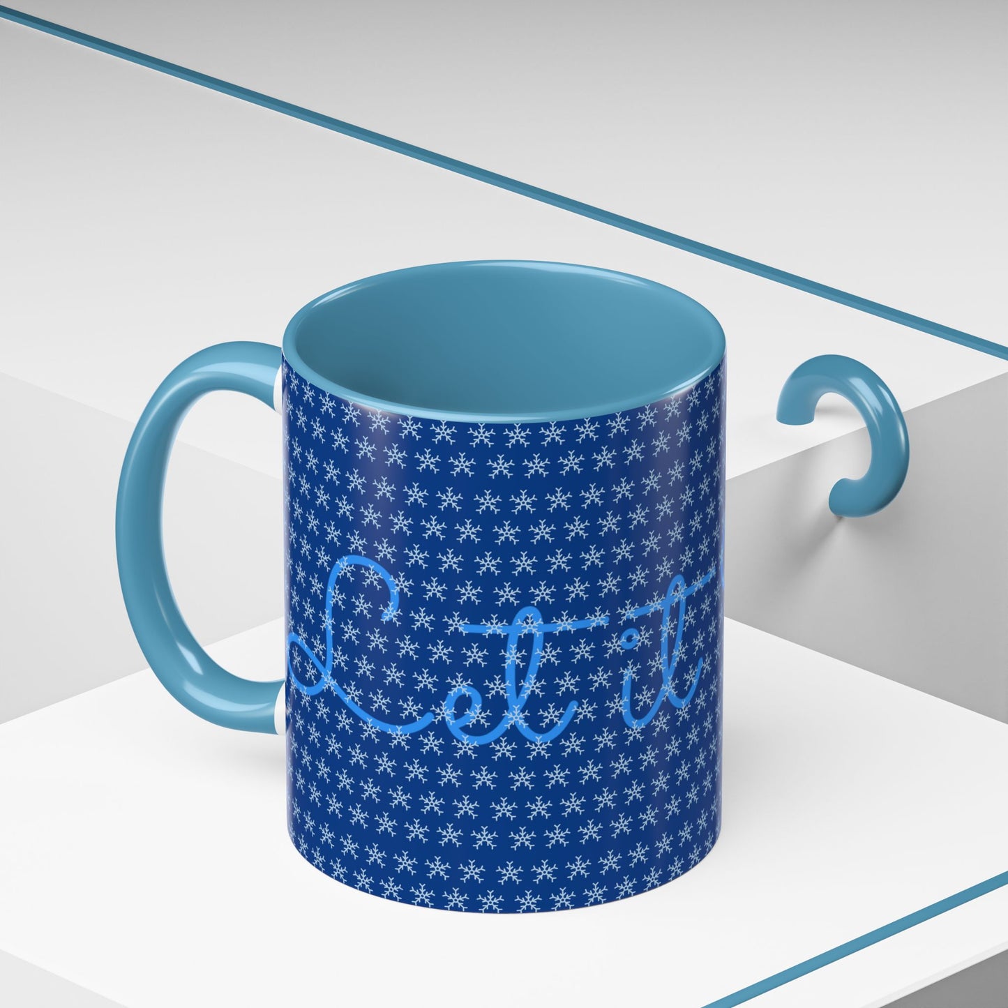 Snowy Night Accent Coffee Mug - Cozy Winter Drinkware, Seasonal Gifts, Holiday Décor, Comfortable Sipping, Blue Design
