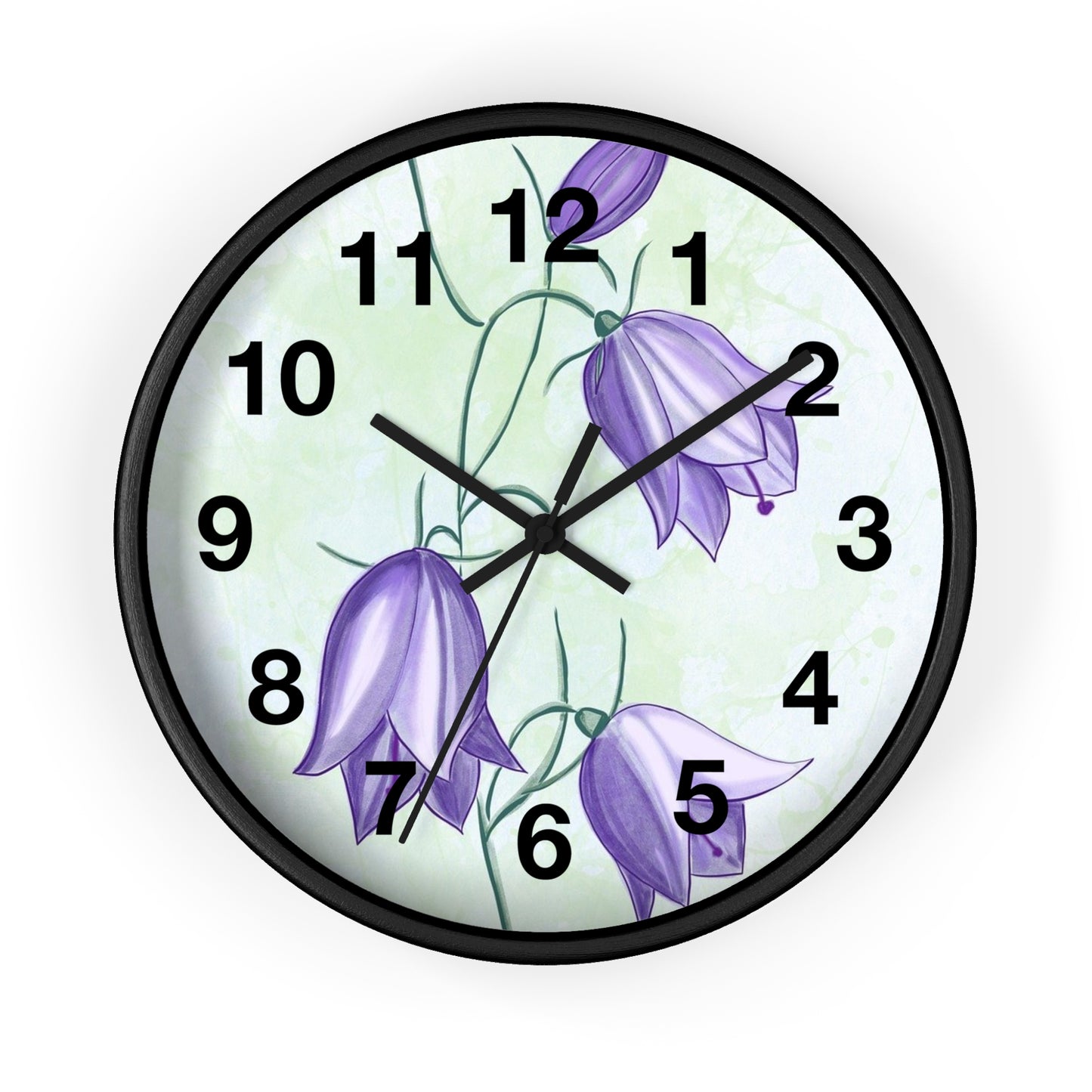 Floral Wall Clock with Purple Blooms, Elegant Home Decor, Timeless Gift, Botanical Wall Art, Perfect for Mother's Day, Spring Decor