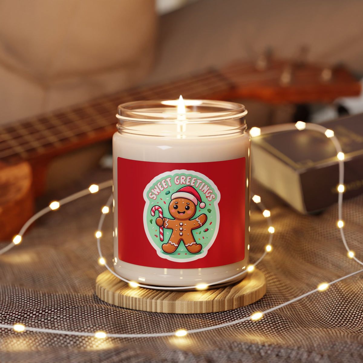 Sweet Greetings Gingerbread Soy Candle — 9oz Holiday Scented Candle