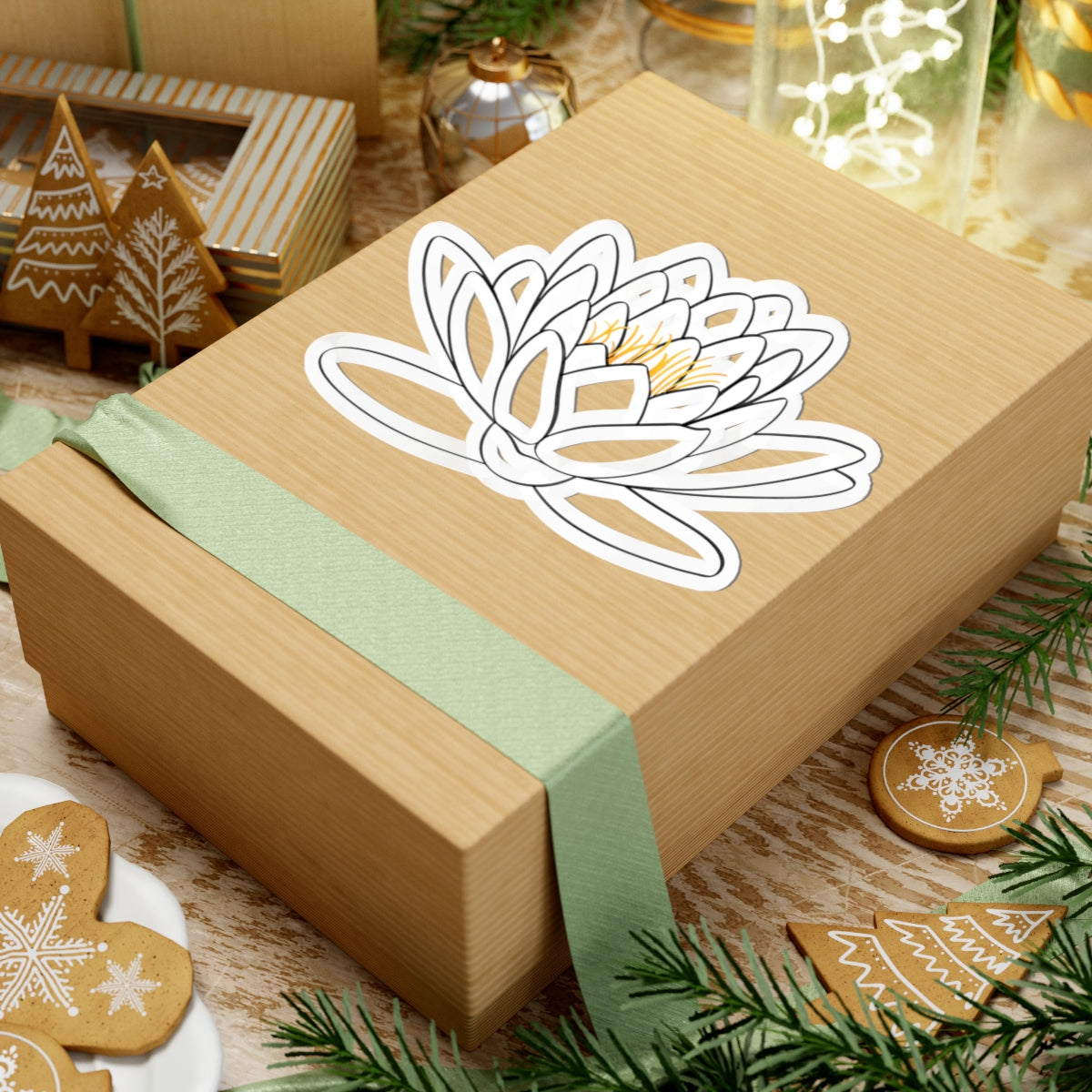 Elegant Lotus Flower Kiss-Cut Stickers, Aesthetic Laptop Decals, Floral Decor, Gift for Botanists, Wall Art, Journal Accessories