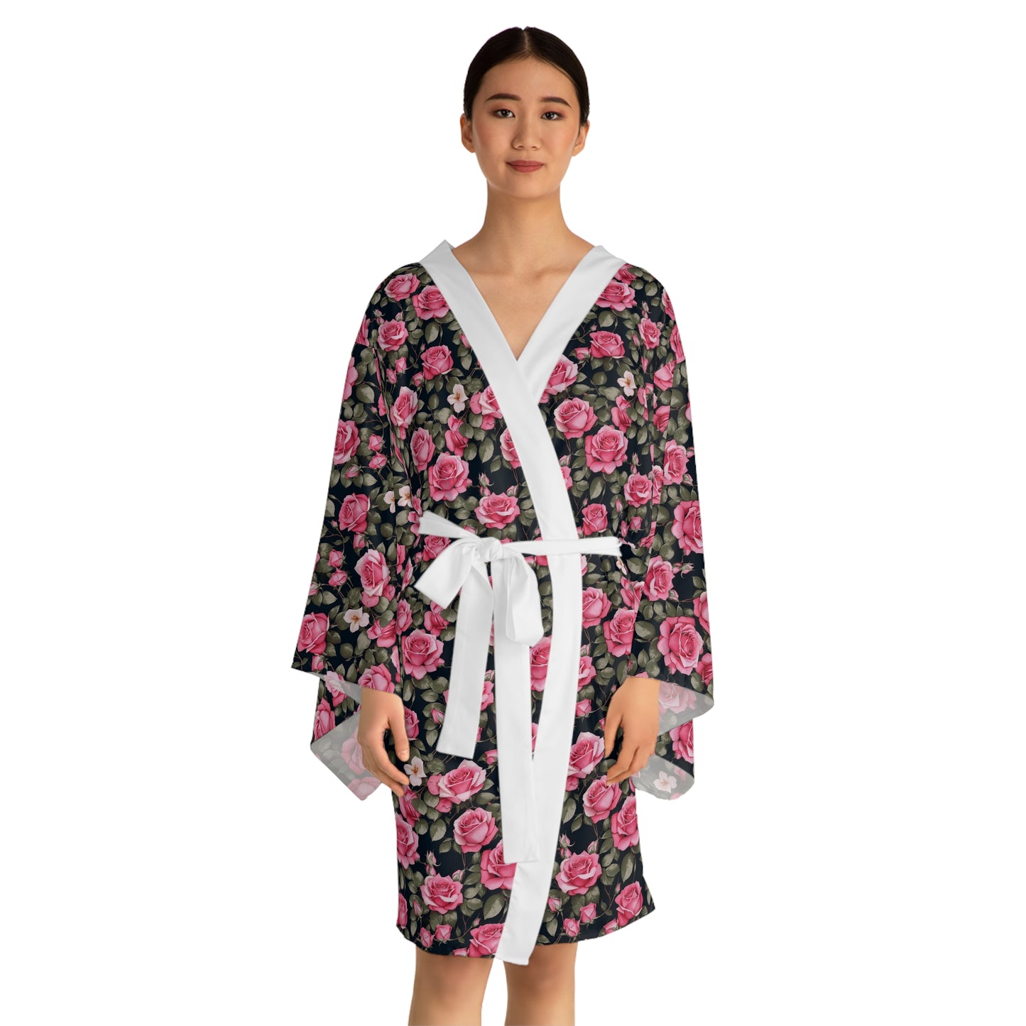Floral Long Sleeve Kimono Robe, Bohemian Loungewear, Women's Gift, Summer Style, Home Relaxation, Fashion Statement, Vintage Aesthetic
