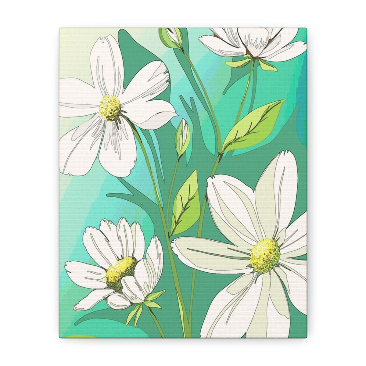 Matte Canvas, Stretched, 1.25" White Flowers