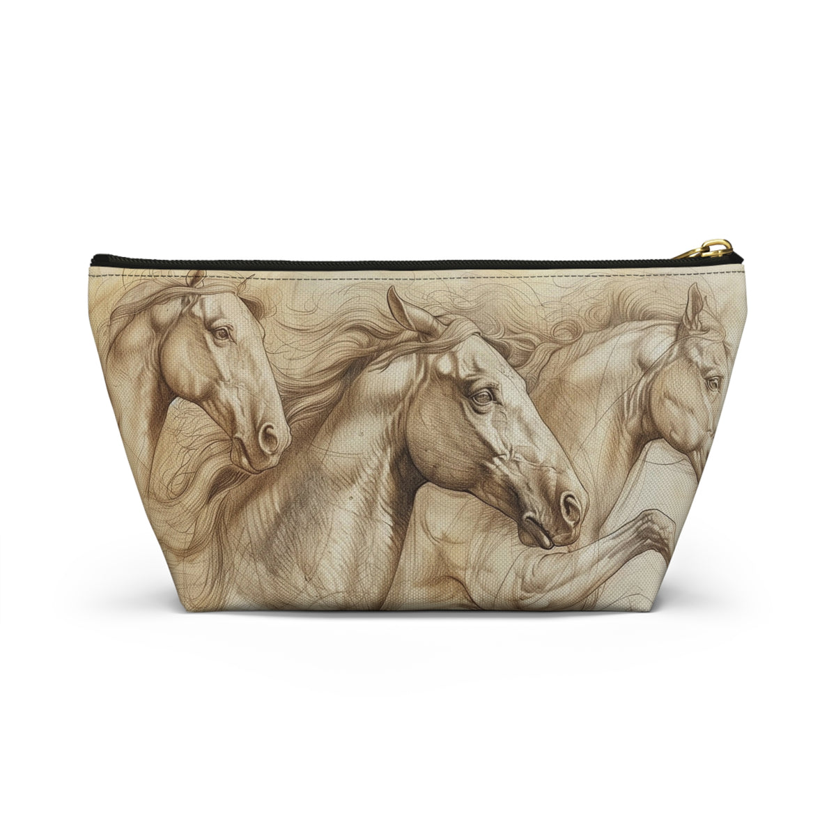 Horse Run Accessory Pouch — Equestrian Makeup & Travel T-Bottom Bag