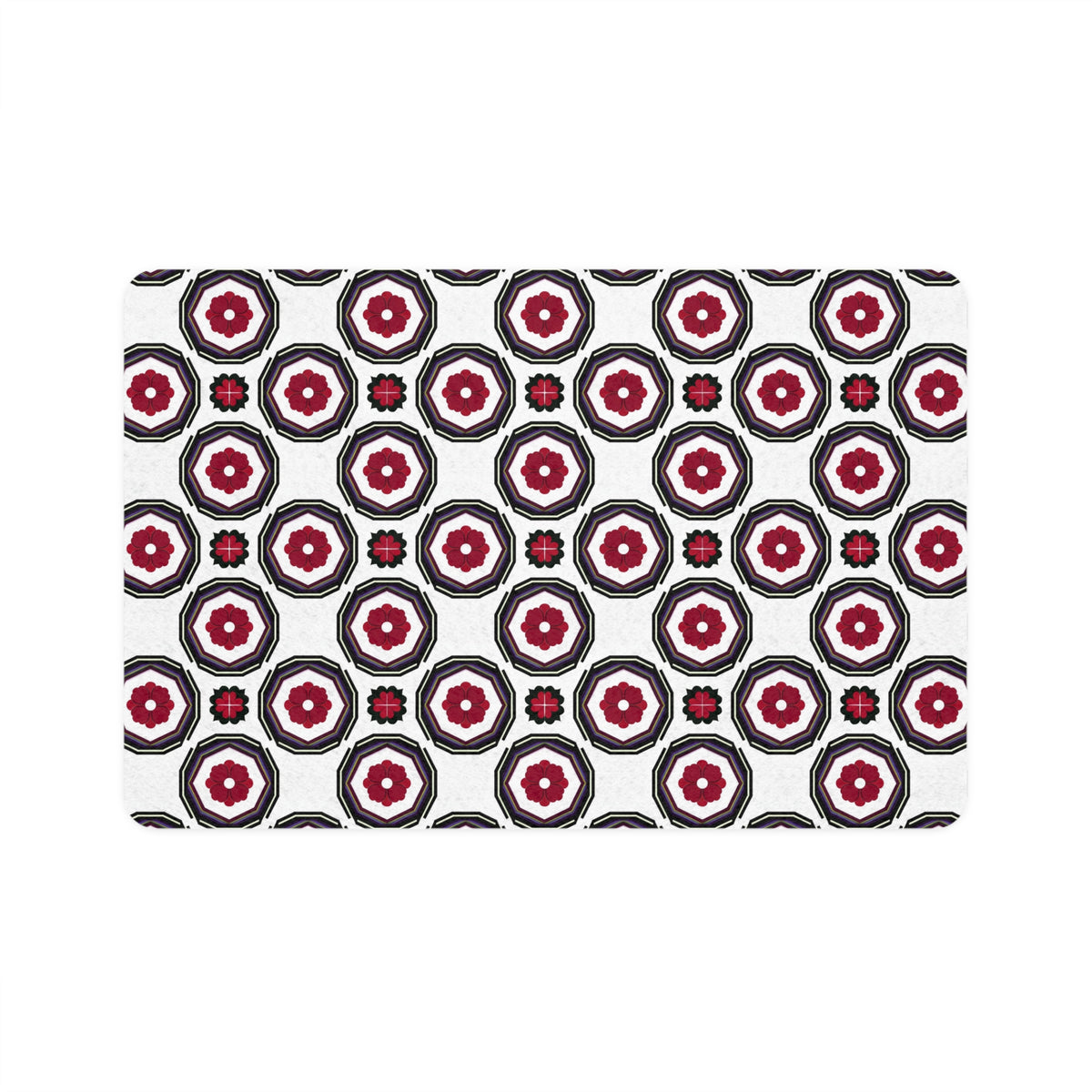Pet Food Mat — Red & Black Geometric Paw Print Placemat (12x18)