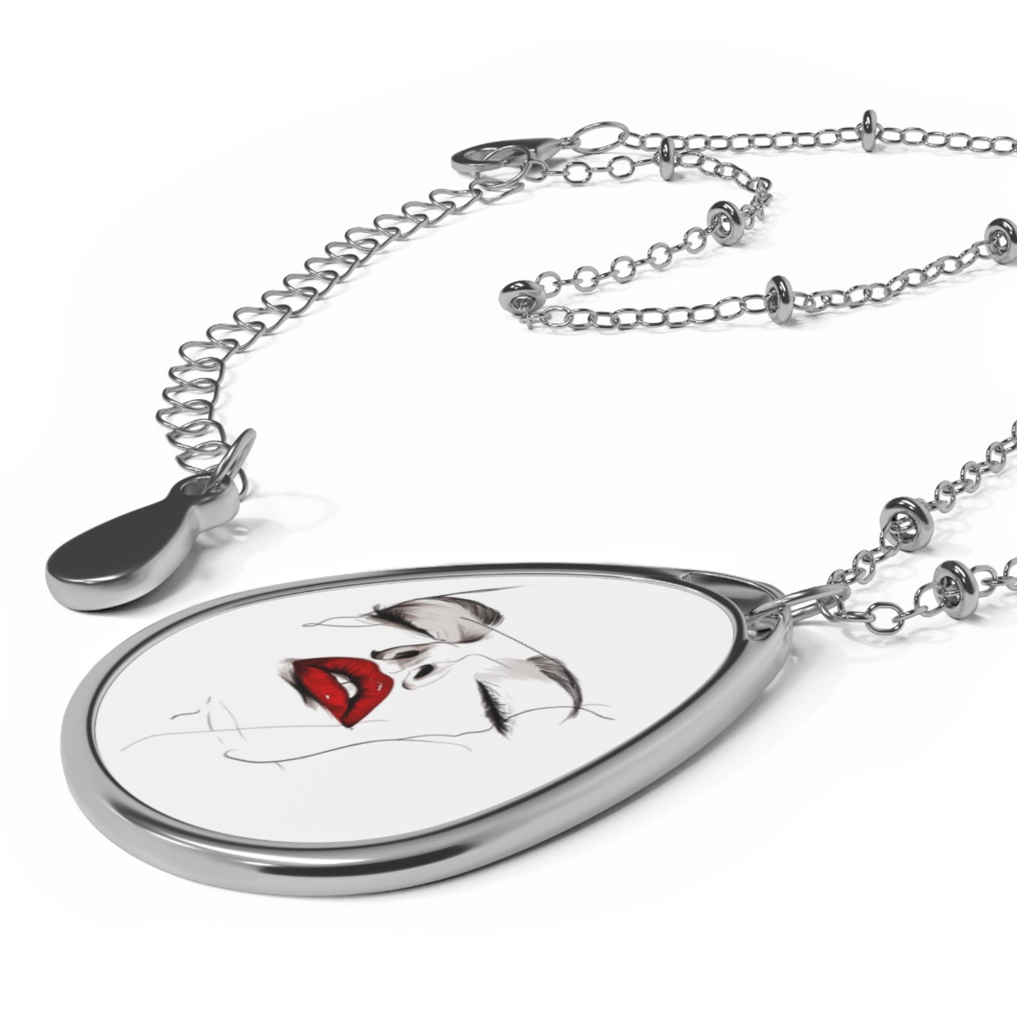 Elegant Oval Necklace with Artful Design, Minimalist Jewelry, Gift for Her, Statement Necklace, Unique Pendant, Fashion Accessory