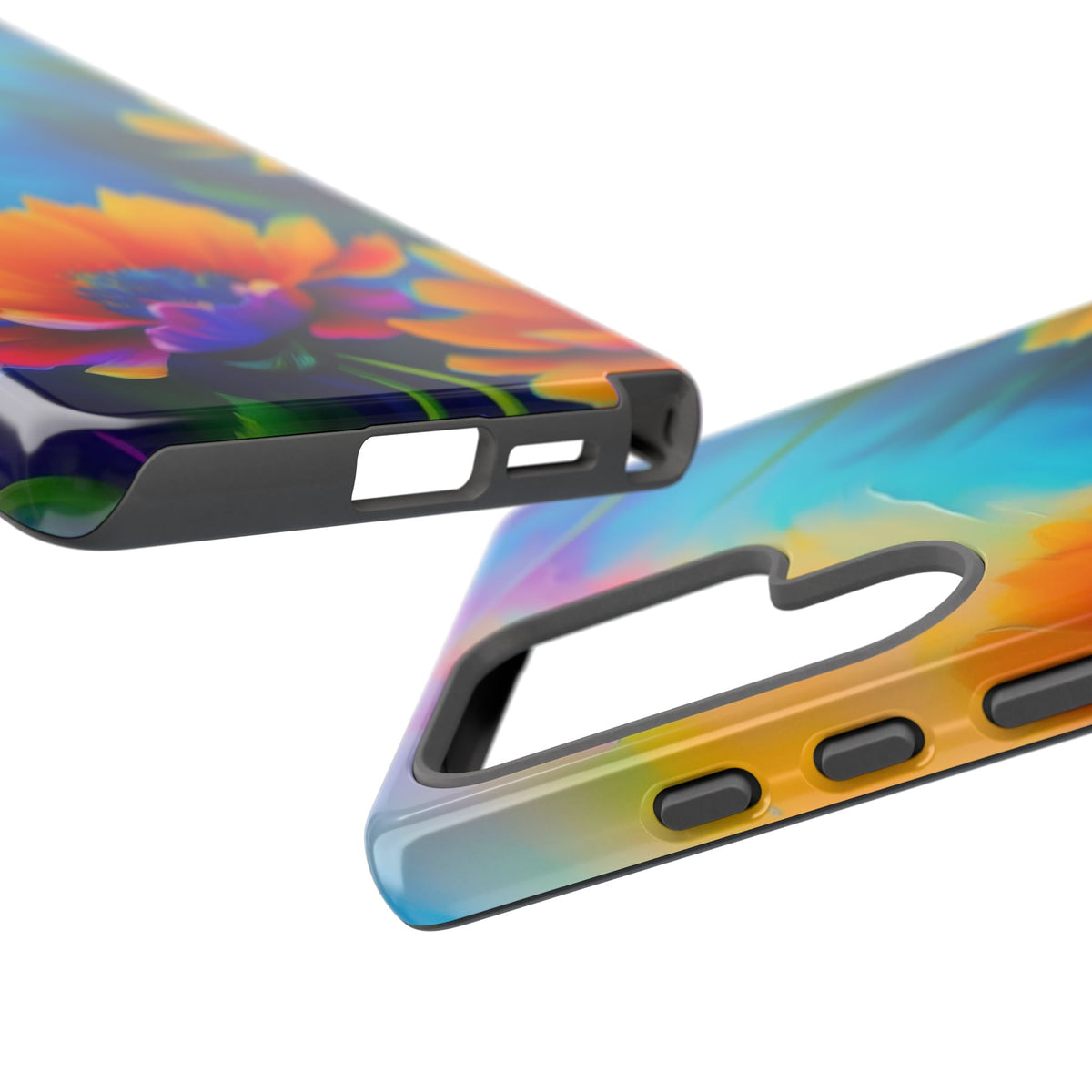 Floral Burst Tough Phone Case — Vibrant Watercolor Flowers Protective Cover