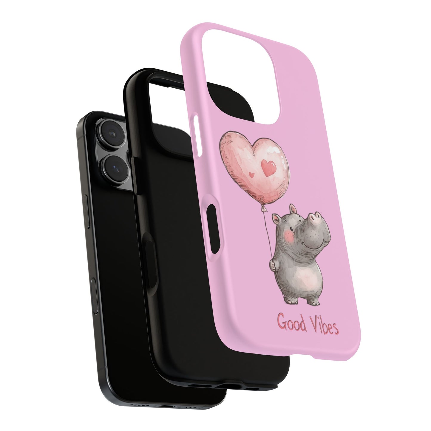 Cute Hippo Phone Case | Good Vibes, Gift for Friends, Cute Phone Accessories, Animal Lover Gift, Happy Phone Cover