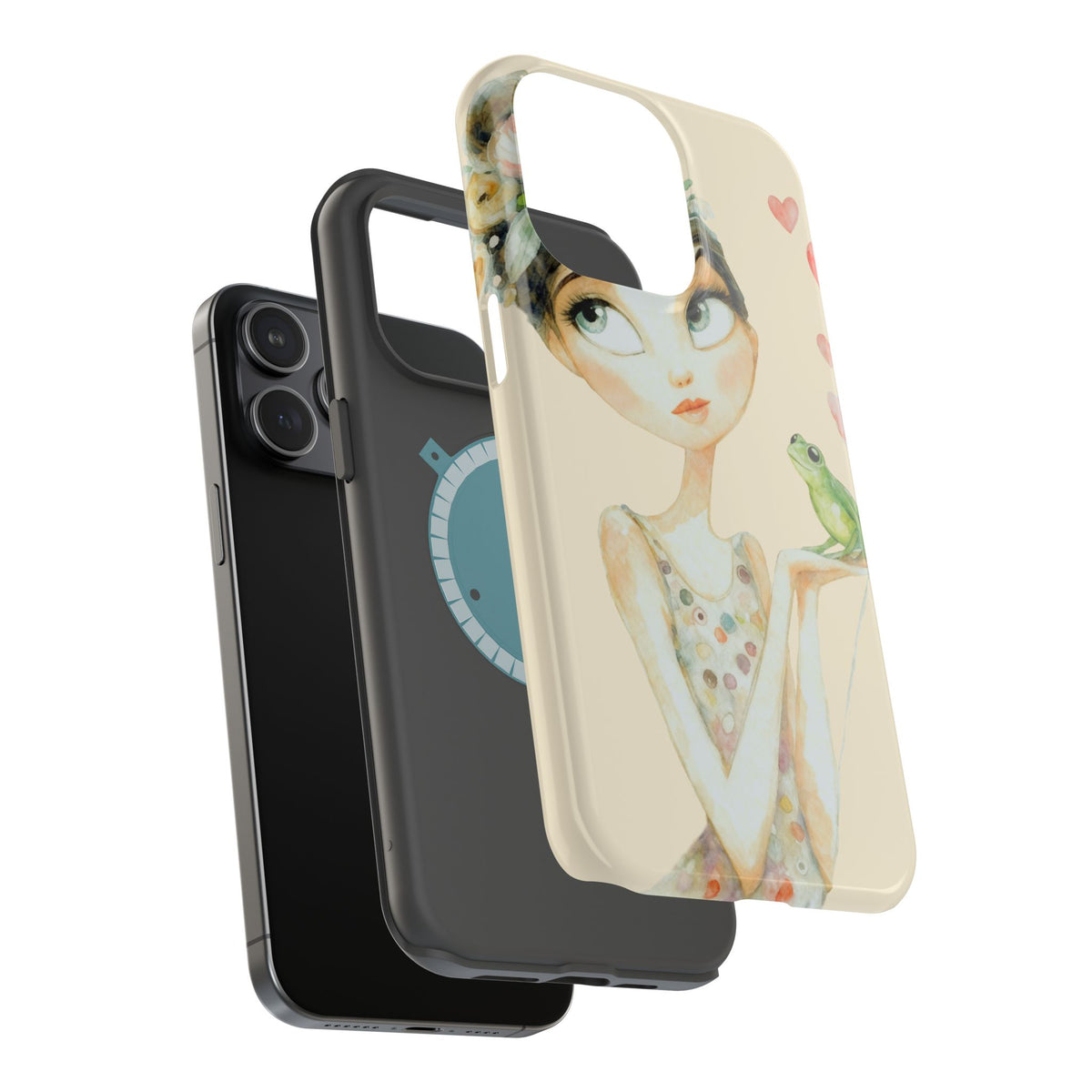 Whimsical Girl with Frog Magnetic Impact Phone Case