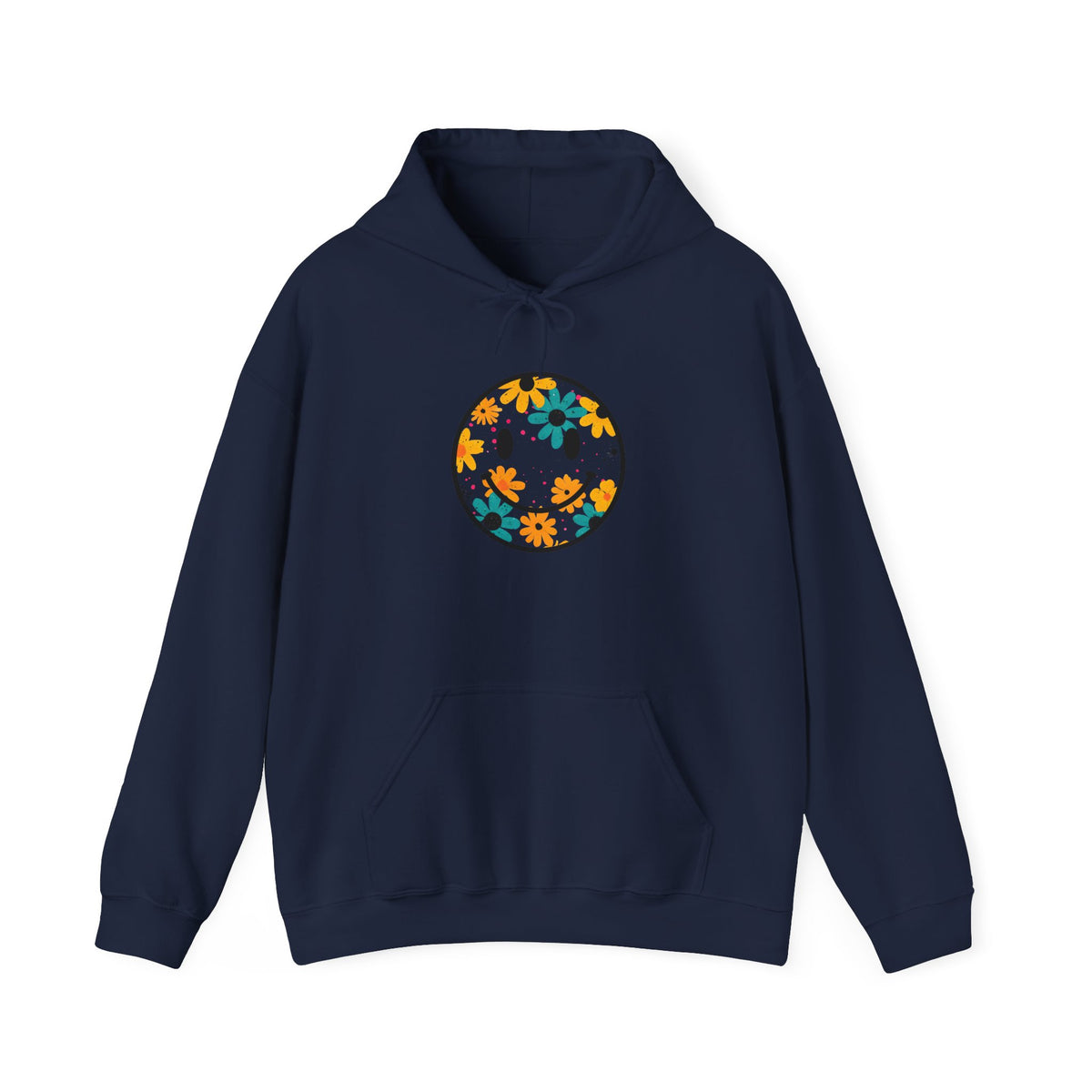 Floral Smiley Hoodie — Retro Daisy Smile Graphic Hoodie