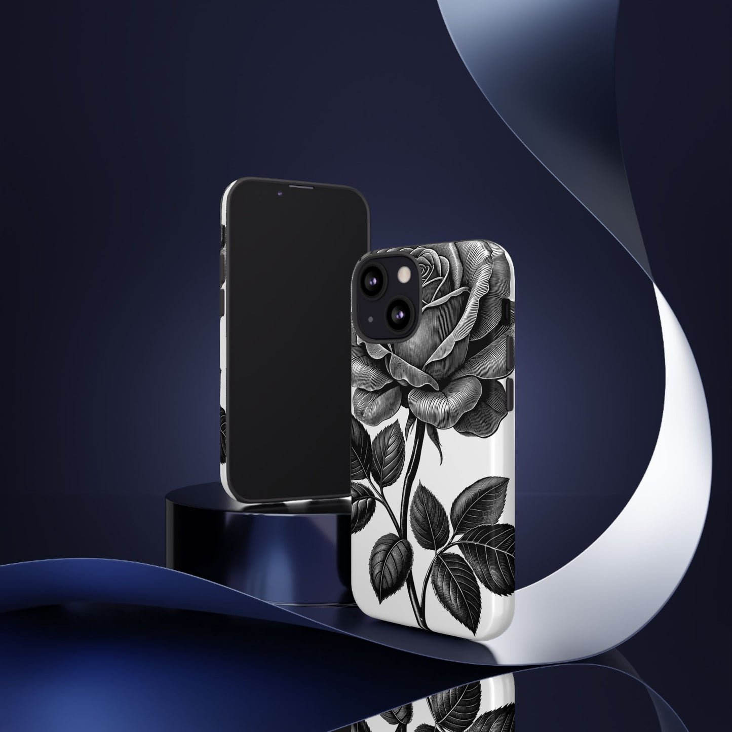 Elegant Floral Phone Case - Tough Cases, Black Rose Design, Floral Phone Cover, Stylish Phone Accessory, Gift for Her, Mother's Day