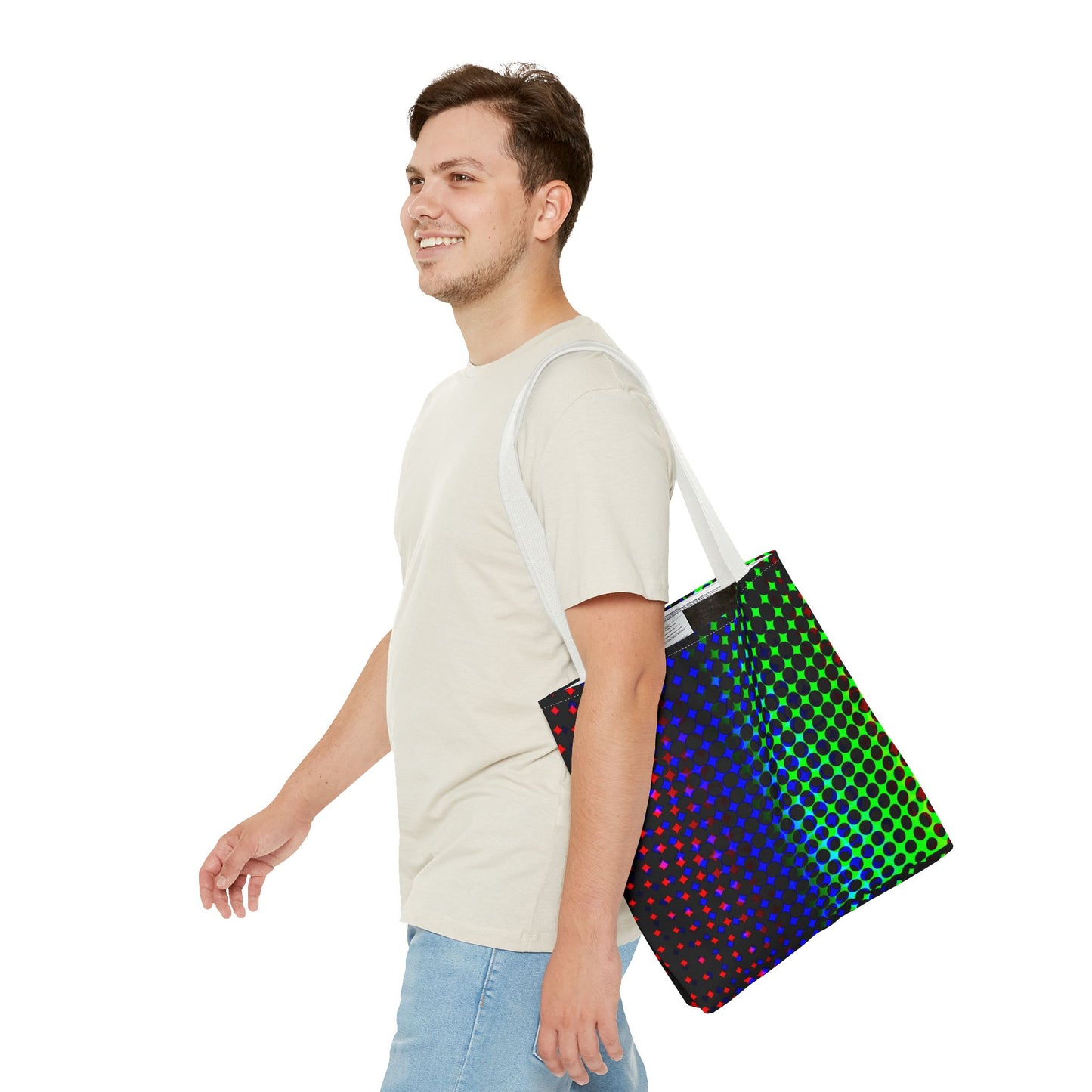 Vibrant Dot Print Tote Bag - Colorful Reusable Shopping Bag, Beach Tote