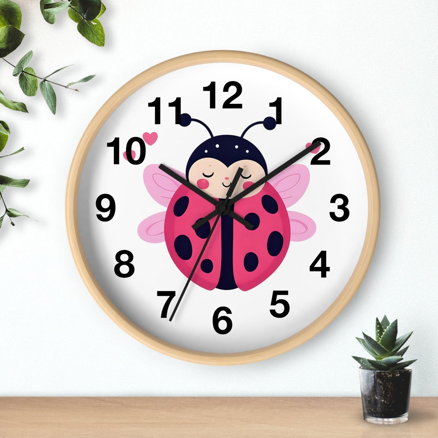 Cute Ladybug Wall Clock, Children's Room Decor, Playroom Wall Art, Birthday Gift, Nursery Timepiece