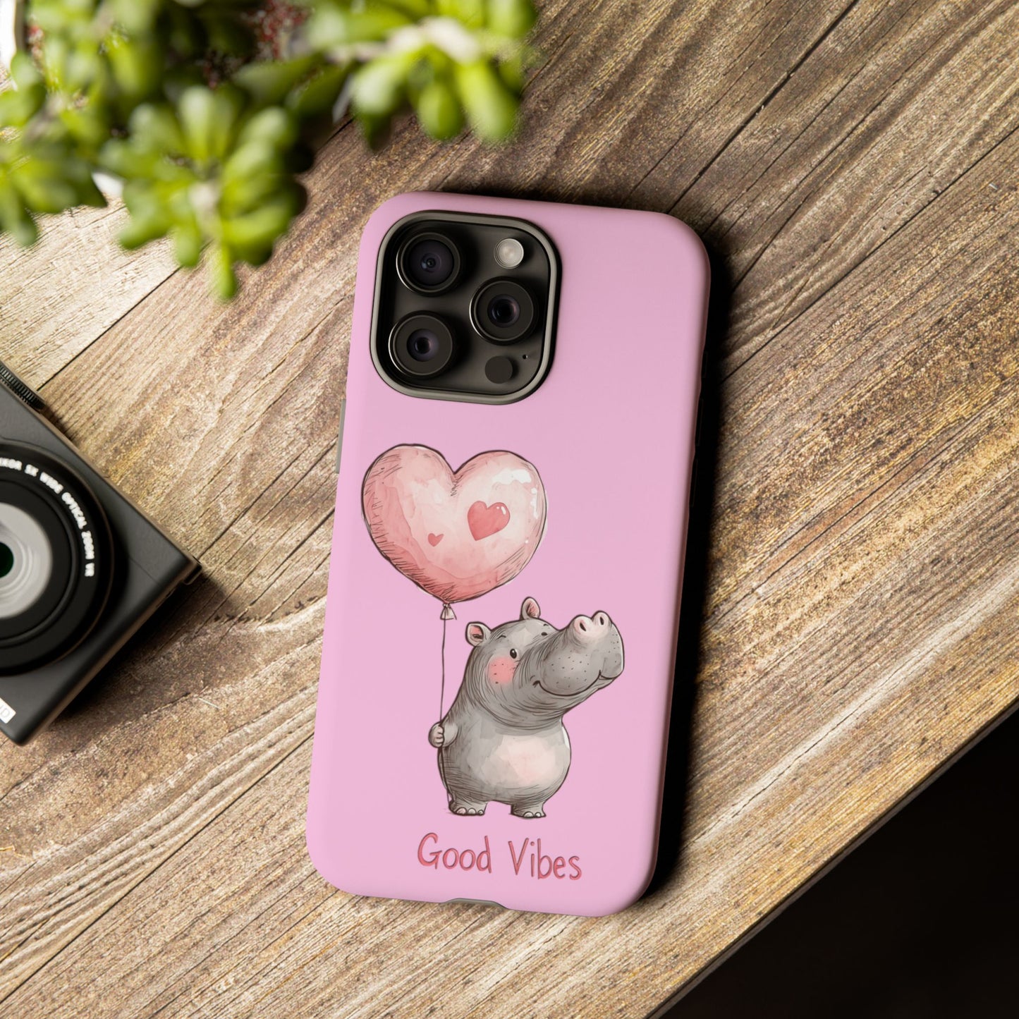 Cute Hippo Phone Case | Good Vibes, Gift for Friends, Cute Phone Accessories, Animal Lover Gift, Happy Phone Cover