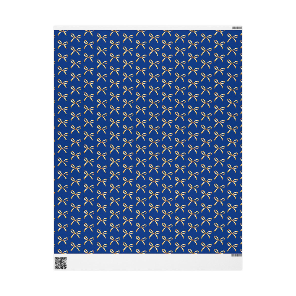 Wrapping Paper — Blue Gift Wrap with Gold Ribbon Pattern