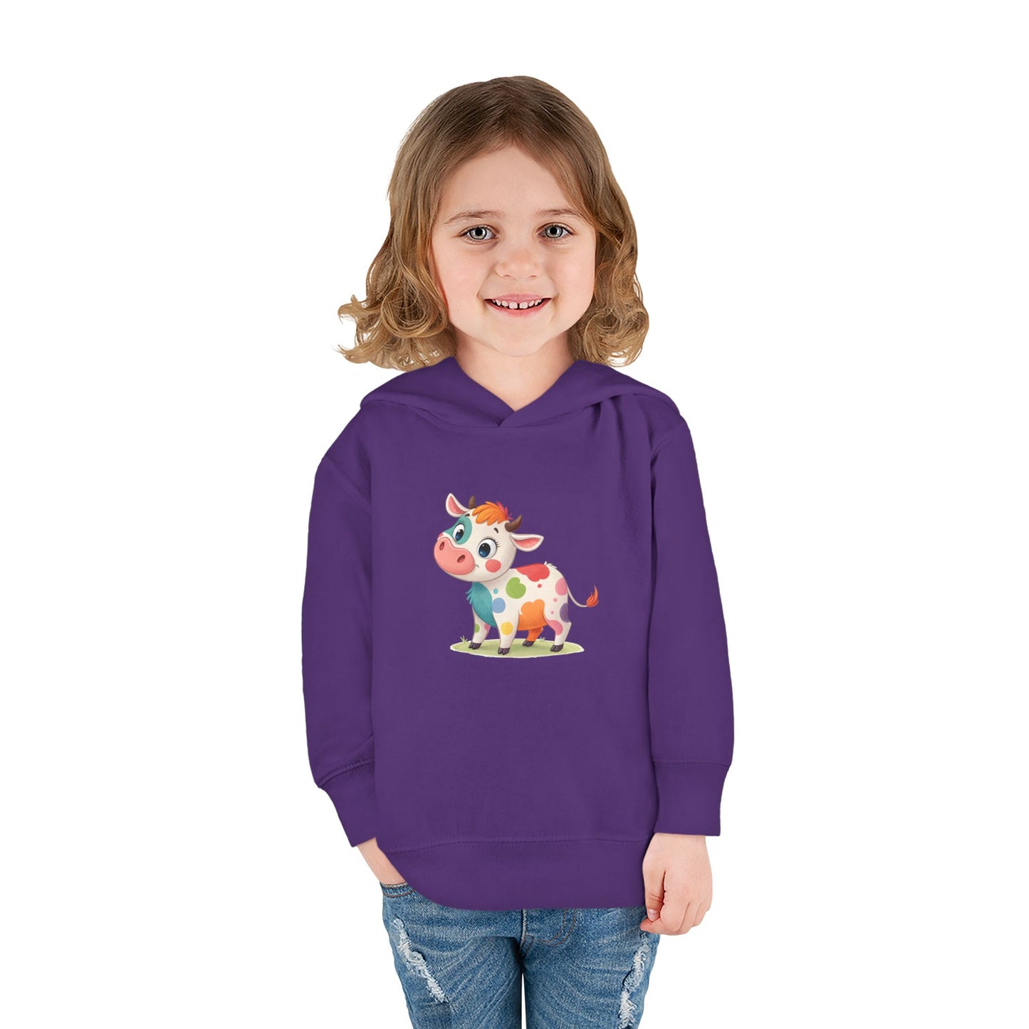 Cute Cow Toddler Pullover Fleece Hoodie, Kids' Hoodie, Animal Hoodie, Cozy Kids Apparel, Fun Gifts for Toddlers, Birthday Gift