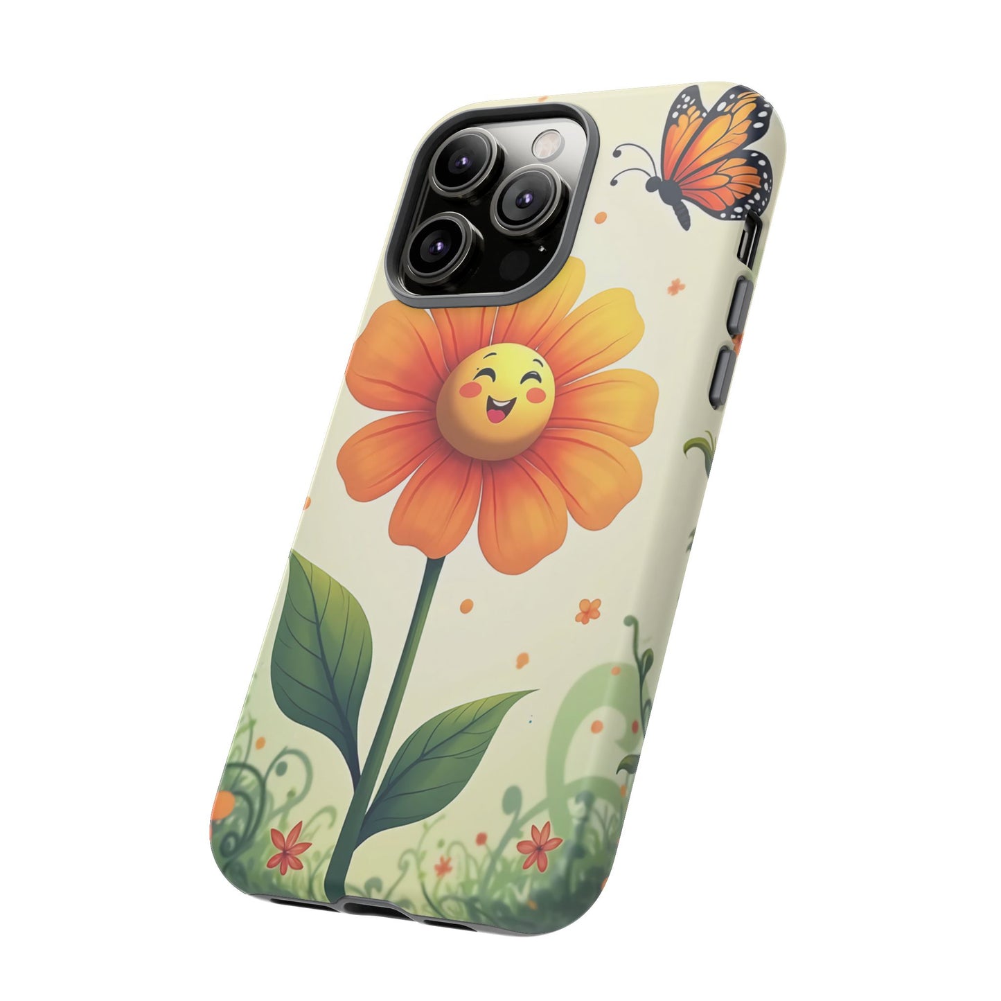 Floral Phone Case with Butterfly Design, Cute Flower Phone Cover for Nature Lovers, Eco-Friendly Gift, Spring Vibes, Birthday Present