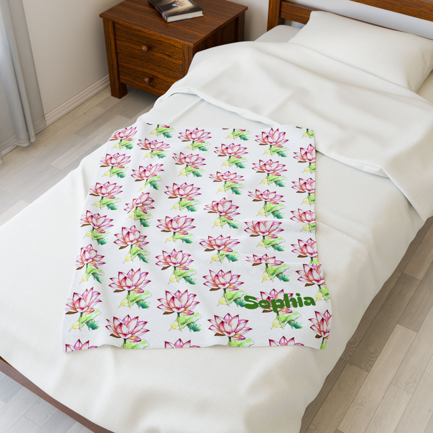 Personalized Floral Velveteen Blanket - Sofia