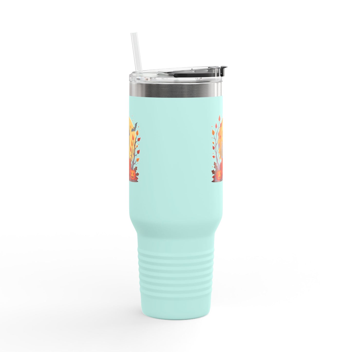 Halloween Cat Insulated Travel Mug | 40oz, Fall Coffee Tumbler, Pumpkin Travel Cup, Spooky Drinkware, Gift for Cat Lovers