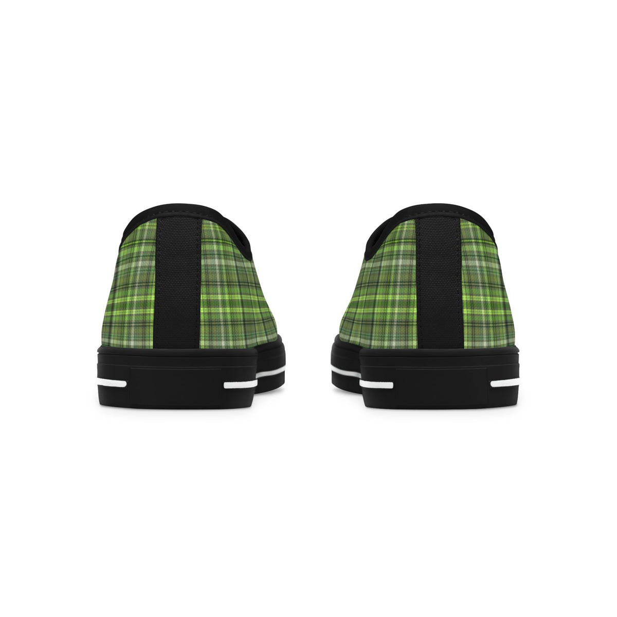 Green Plaid Low Top Sneakers — Casual Canvas Shoes