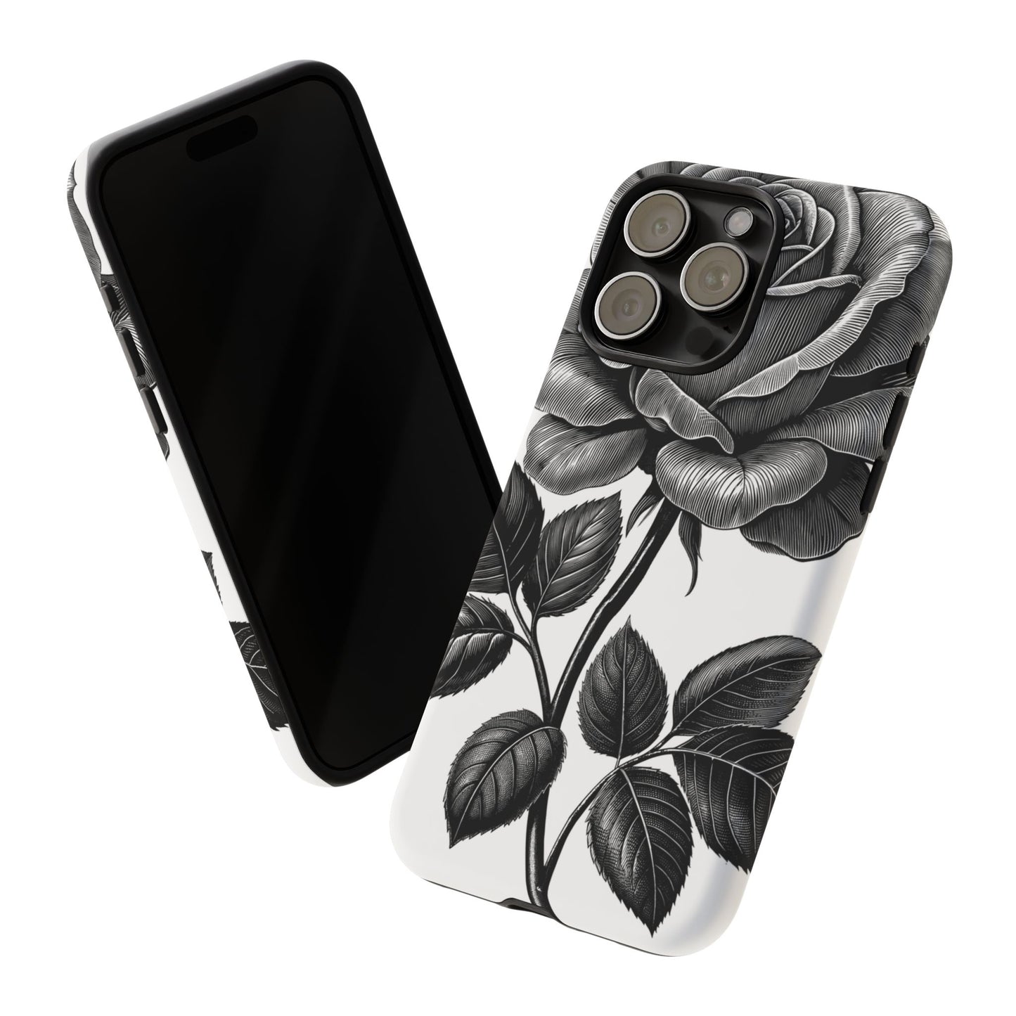 Elegant Floral Phone Case - Tough Cases, Black Rose Design, Floral Phone Cover, Stylish Phone Accessory, Gift for Her, Mother's Day