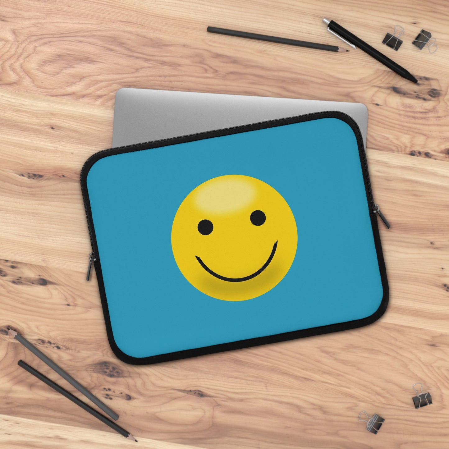 Smiley Face Laptop Sleeve | Cute Laptop Case, Tech Accessory, Gift for Students, Personalized Tech Sleeve, Vibrant Laptop Cover