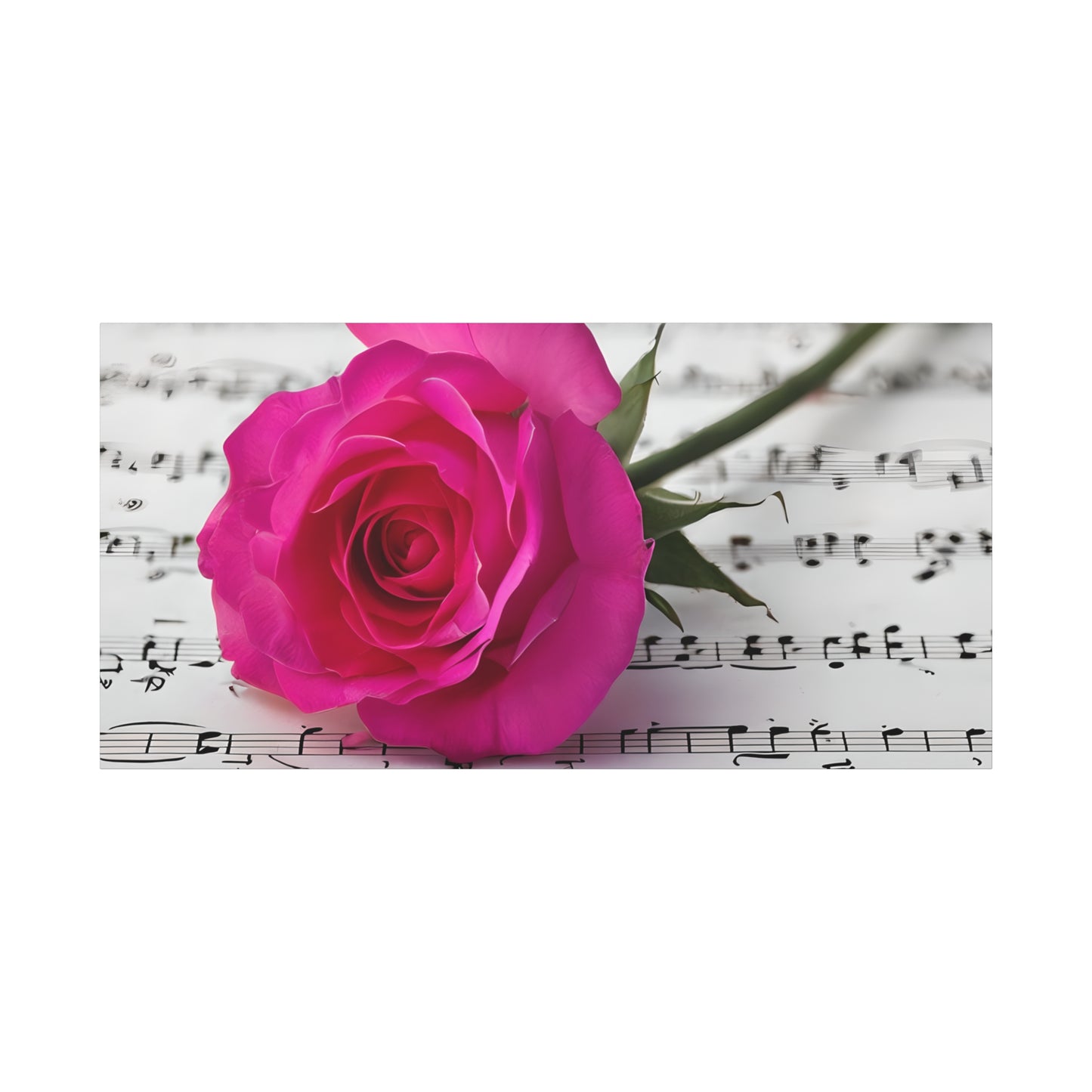 Stretched Canvas Art Print, Classic Rose on Sheet Music, Floral Wall Decor, Home Decoration, Gift for Music Lovers