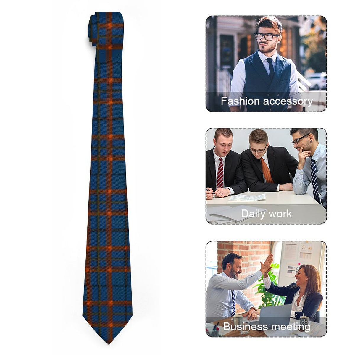 Men's Formal Tie - Blue Plaid