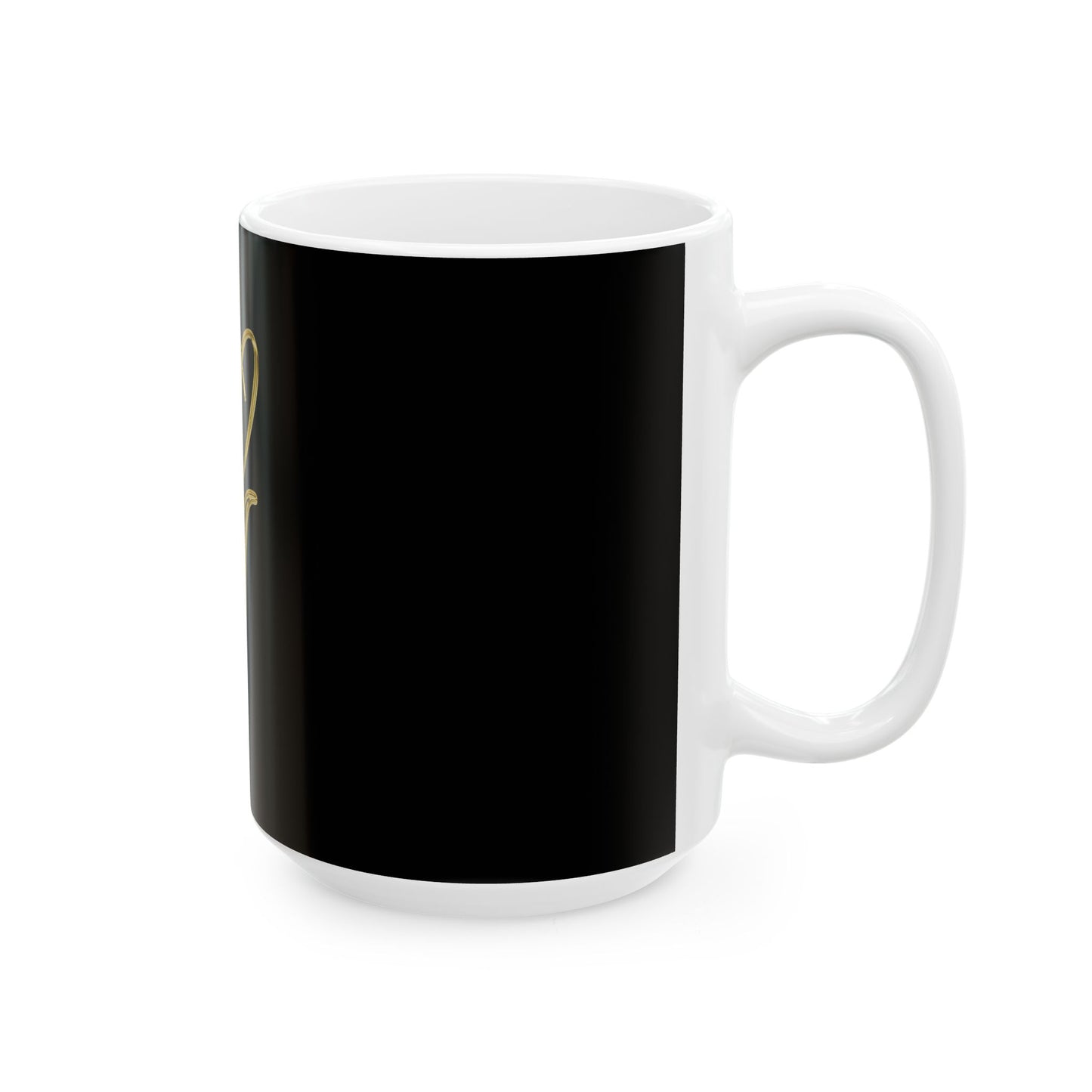 Gold Script Letter G Ceramic Mug — Elegant Monogram Coffee Cup (11oz/15oz)