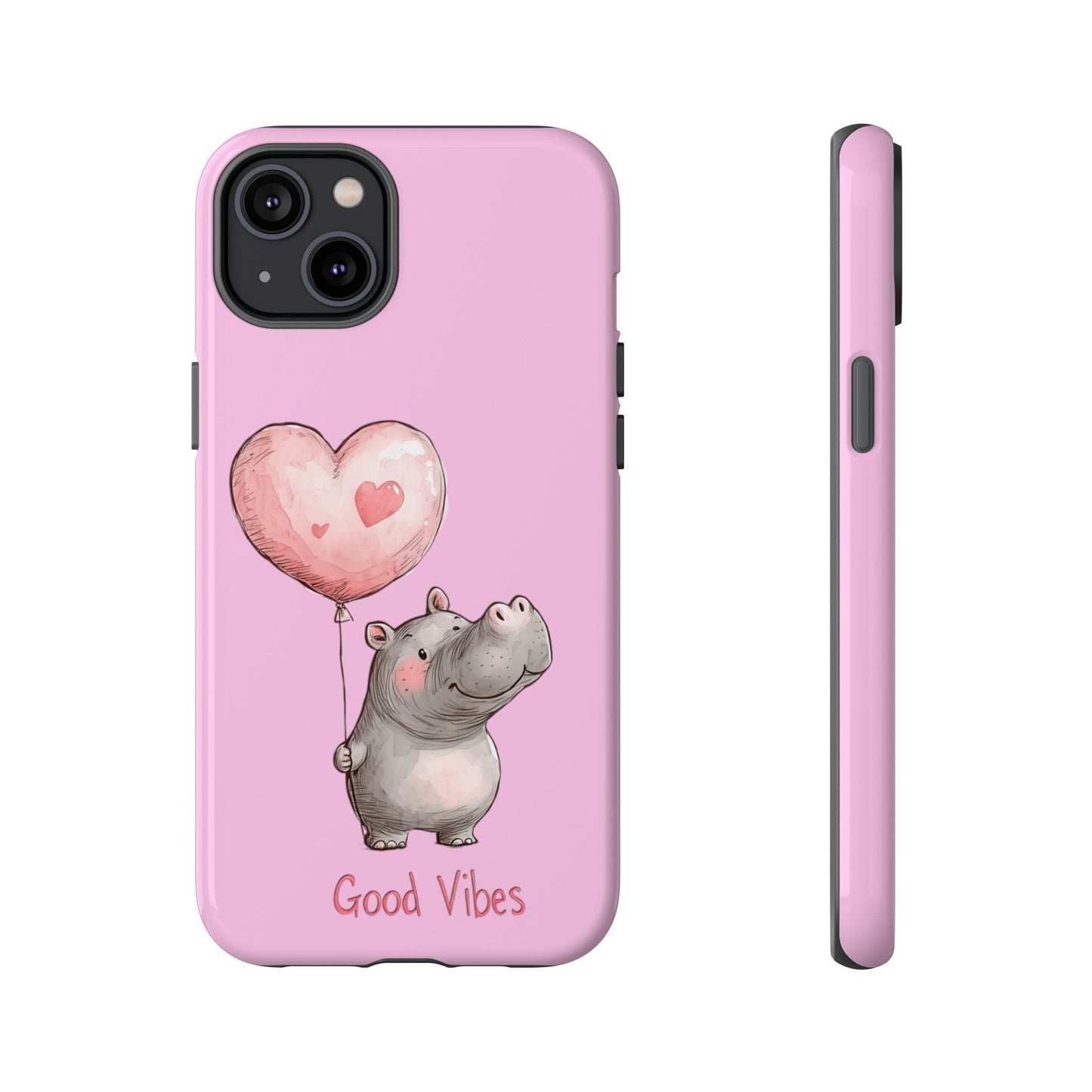 Cute Hippo Phone Case | Good Vibes, Gift for Friends, Cute Phone Accessories, Animal Lover Gift, Happy Phone Cover