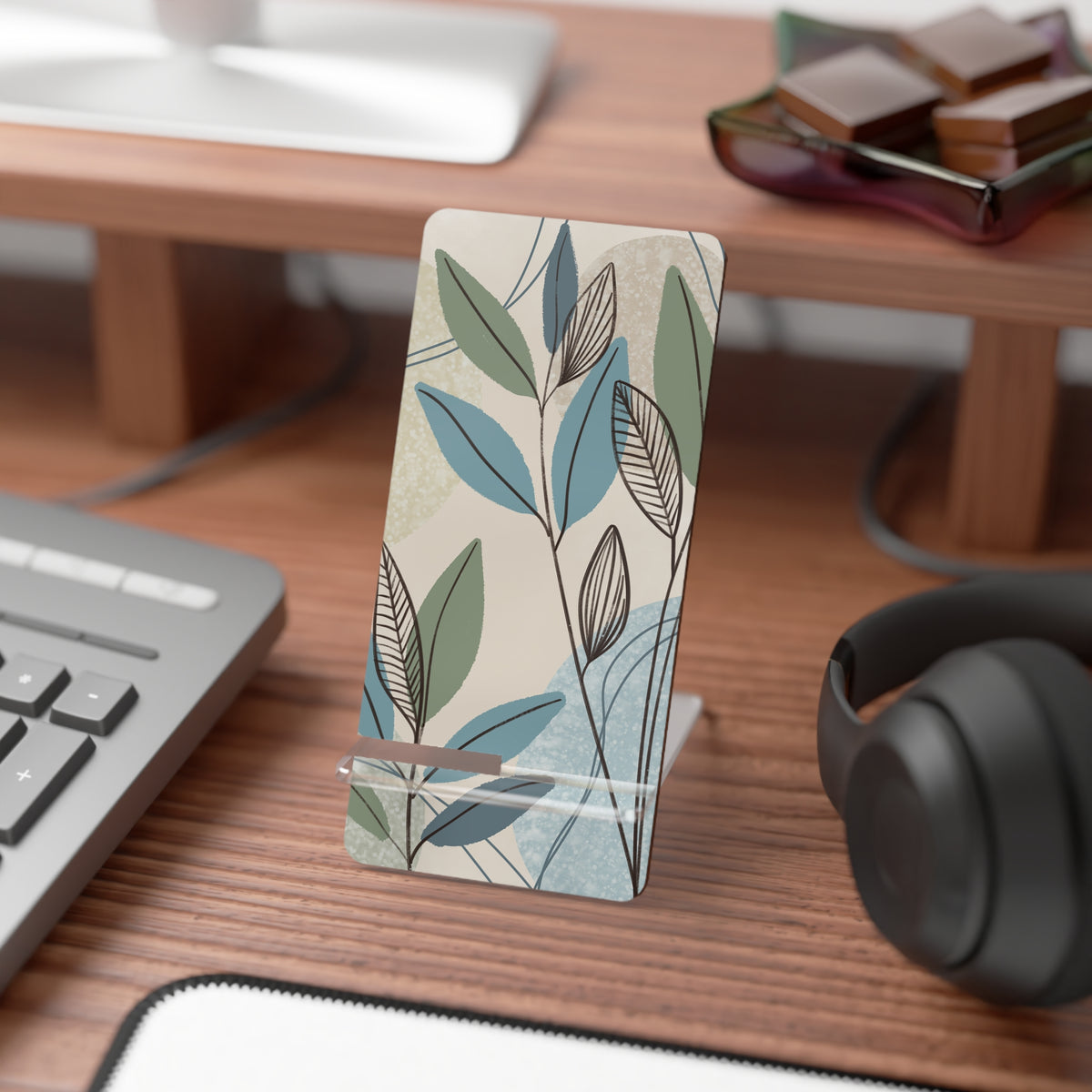 Mobile Display Stand - Floral Design Phone Holder, Desk Organizer, Gift for Tech Lovers, Home Office Decor, Eco-Friendly Accessories