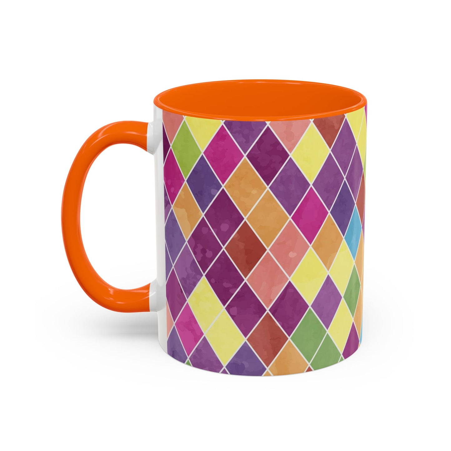 Colorful Diamond Pattern Coffee Mug, Coffee Lover Gift, Bright Kitchen Decor, Artistic Mug, Vibrant Drinkware