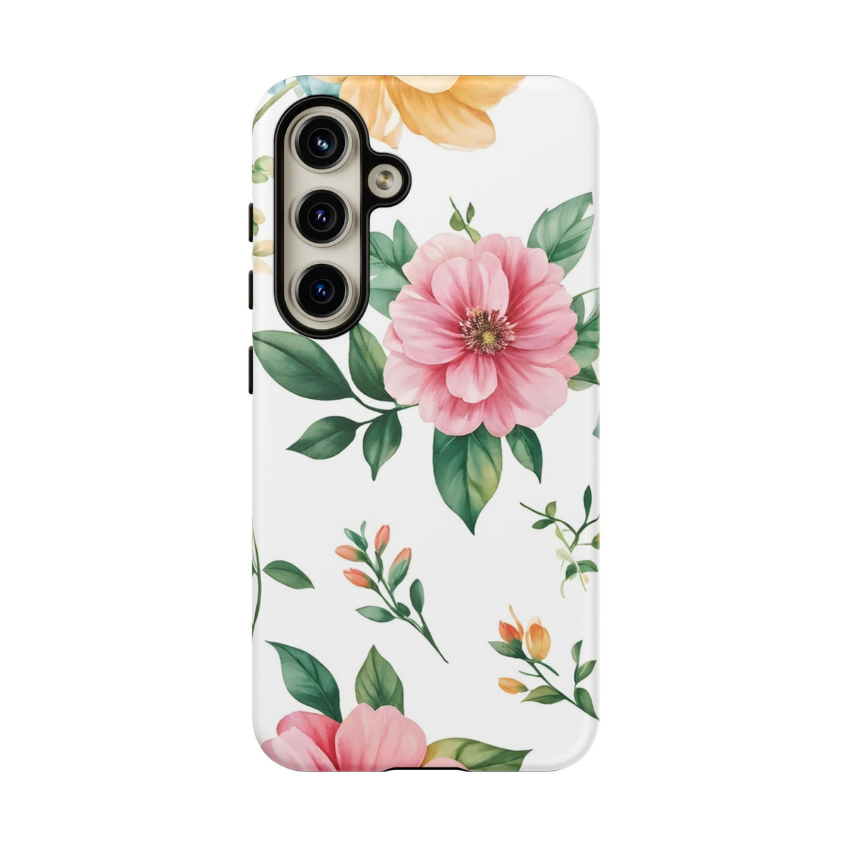 Floral Tough Phone Case — Pink Peony Protective Phone Cover