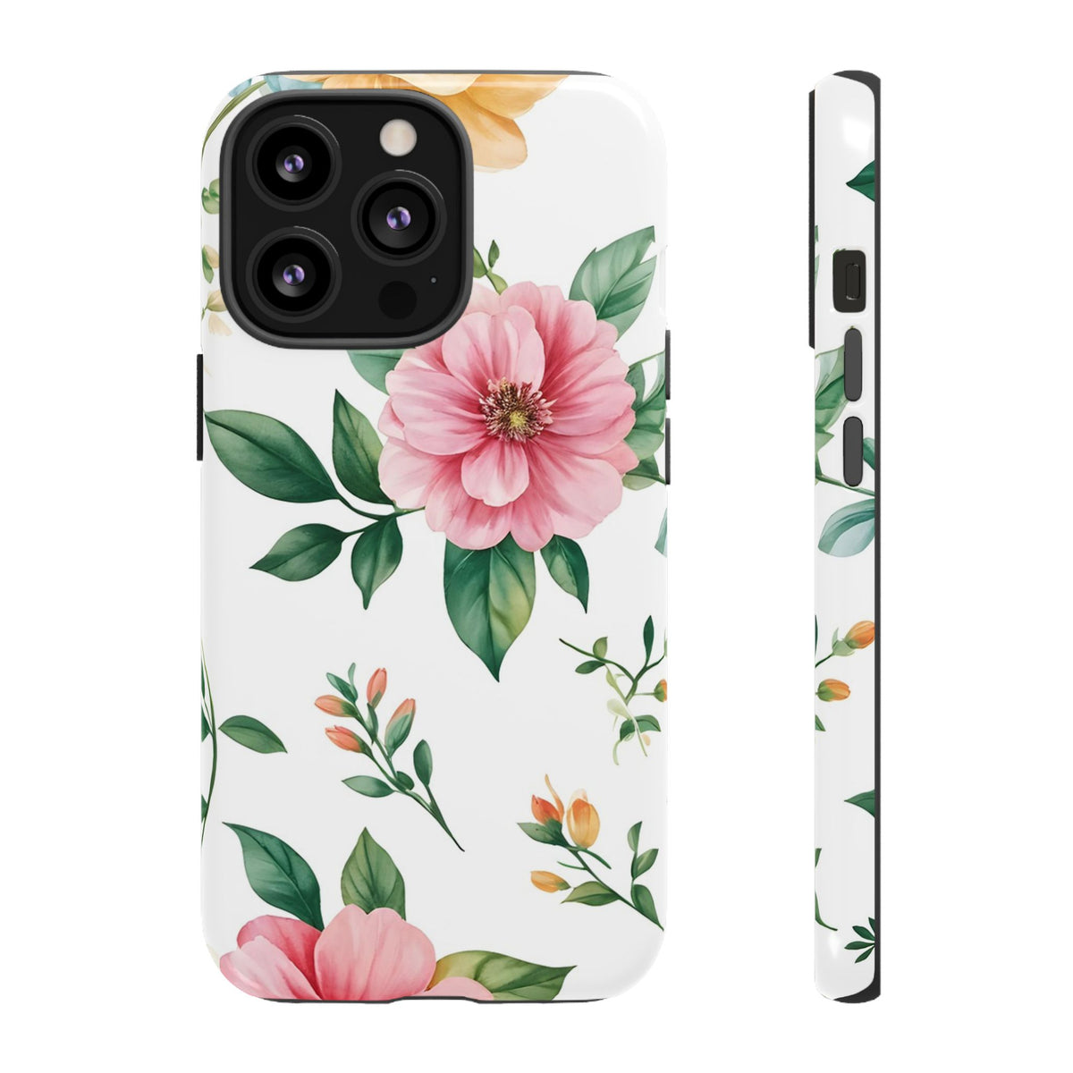 Floral Tough Phone Case — Pink Peony Protective Phone Cover