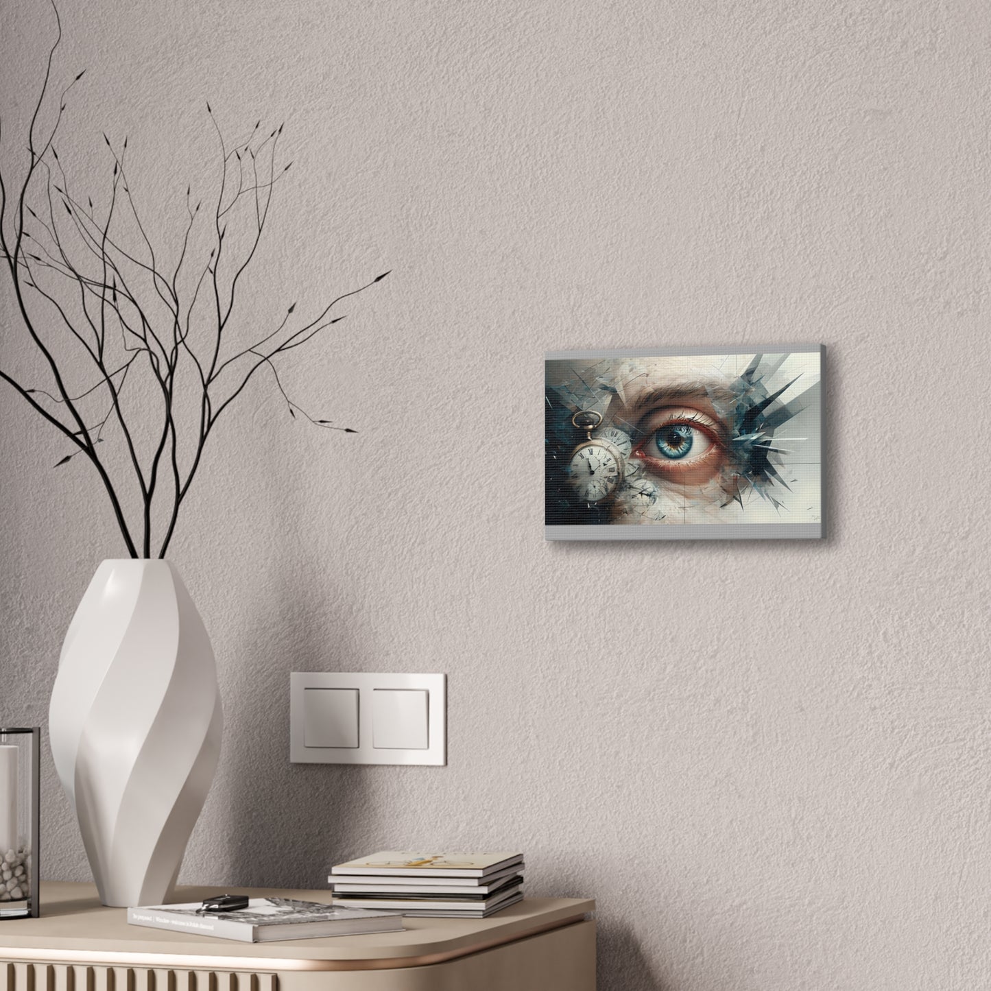 Surreal Canvas Wall Art, Eye with Vintage Clock
