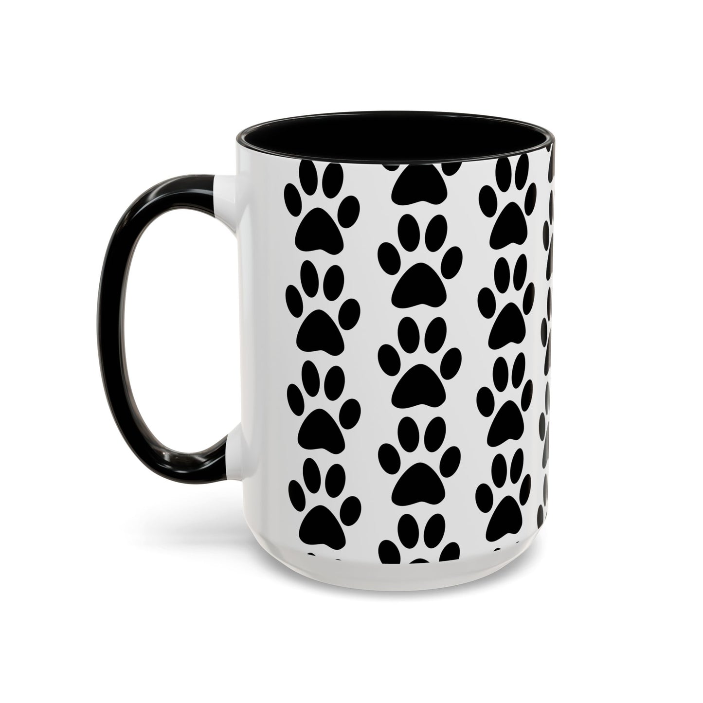 Paw Print Accent Coffee Mug - Dog Lover Gift, Black and White Pet Mug, Cute Animal Decor, Personalized Pet Owner Present, Coffee Tea Cup