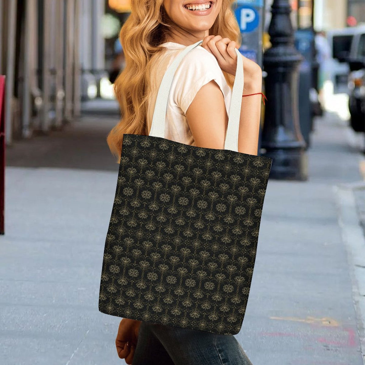 Canvas Material Tote Bags with Interior Pocket