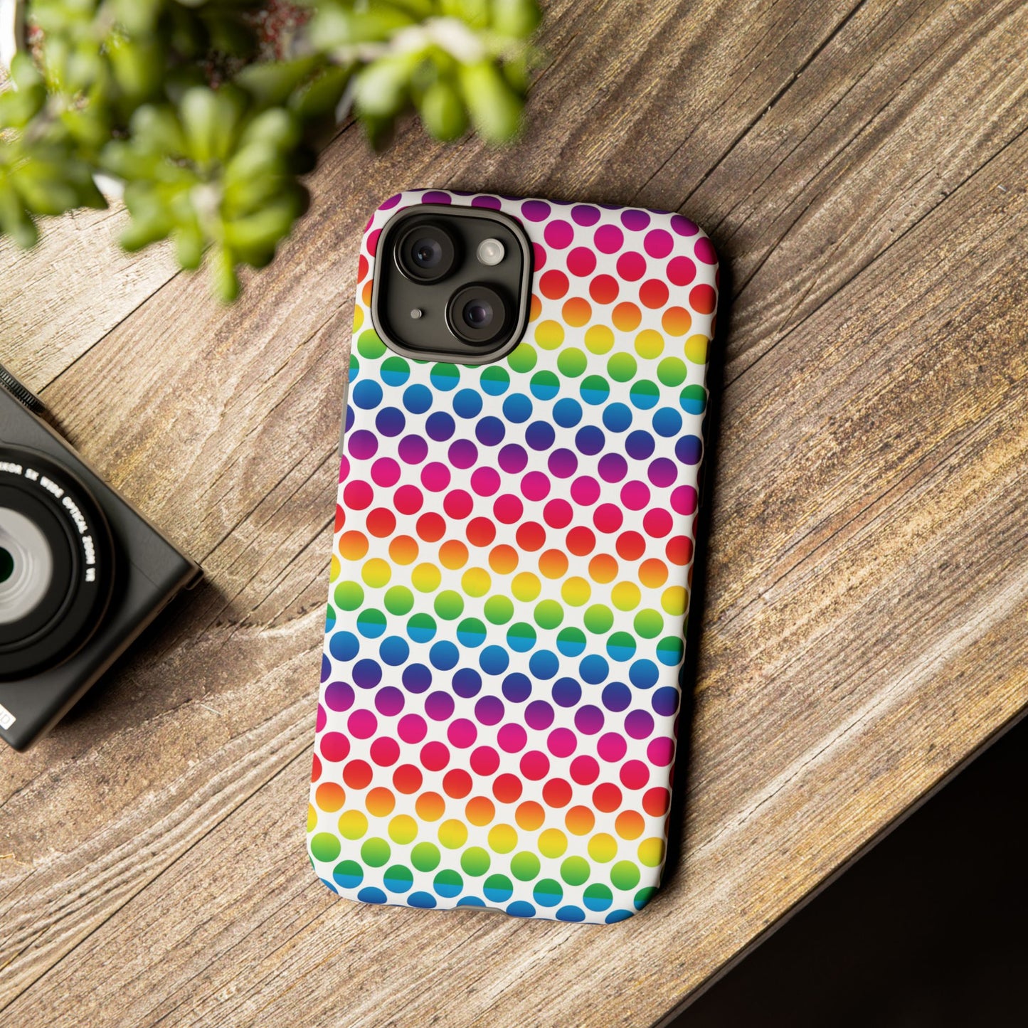 Rainbow Dot Phone Case, Colorful Phone Cover, Fun Phone Accessory, Gift for Friends, Trendy Mobile Case