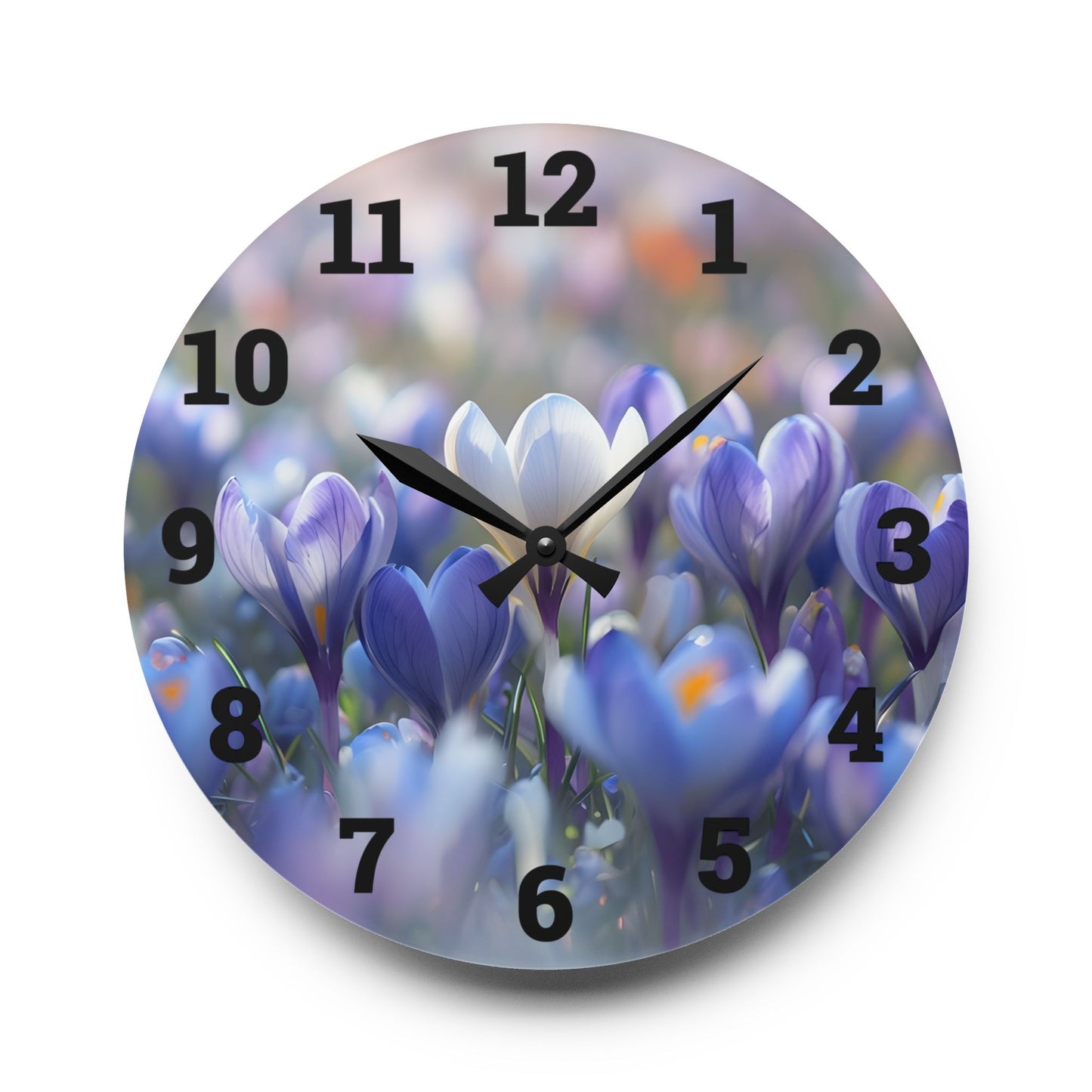 Elegant Floral Acrylic Wall Clock, Home Decor, Wall Art, Gift for Her