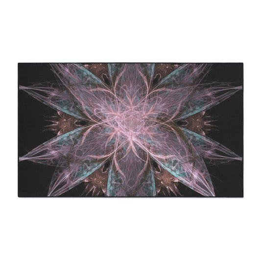 Abstract Floral Mandala Heavy-Duty Floor Mat — Pink Teal Fractal Design